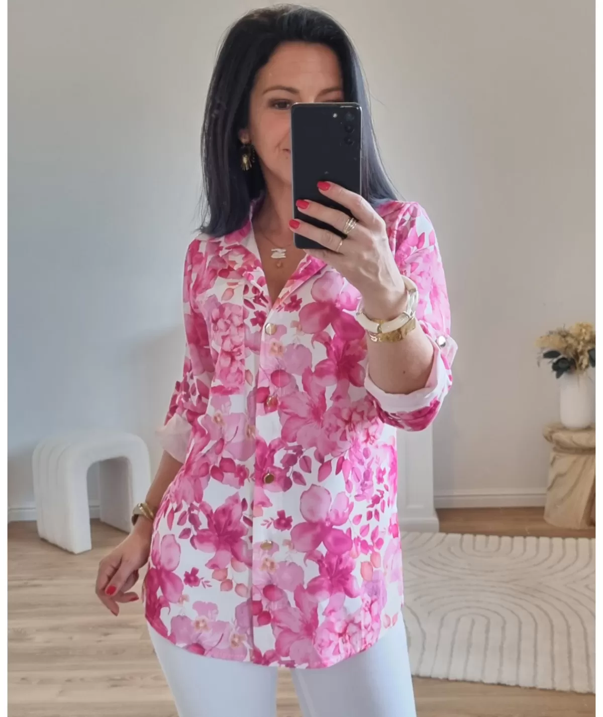 La boutique de Lilie Chemises>CHEMISE SERVANE Fushia