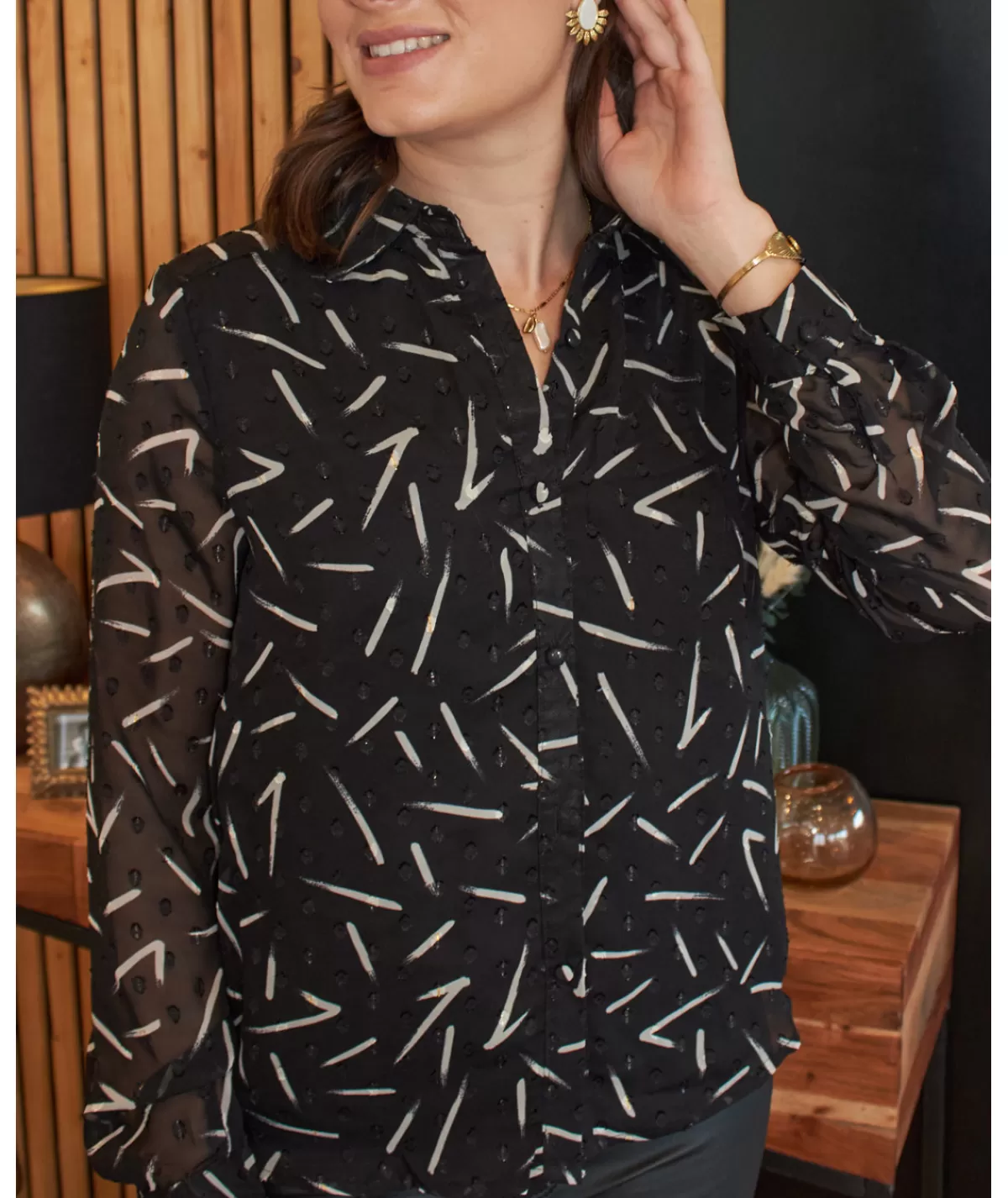 La boutique de Lilie Chemises>CHEMISE TAIRA Noir