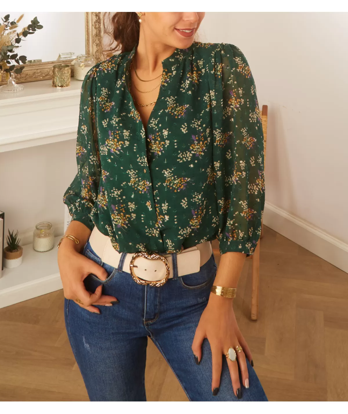 La boutique de Lilie Chemises>CHEMISE VALERIANE Vert