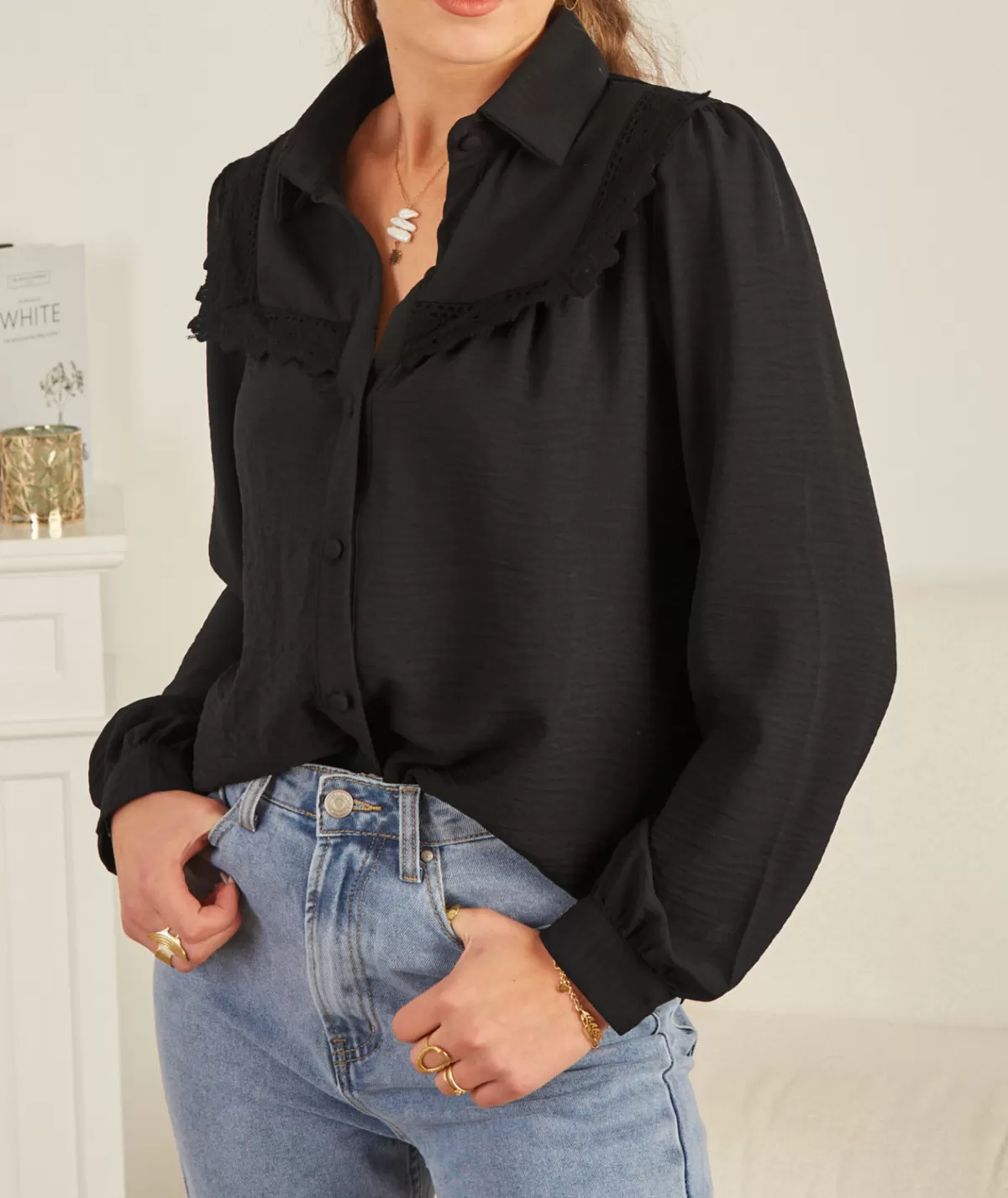 La boutique de Lilie Chemises>CHEMISE WENDY Noir
