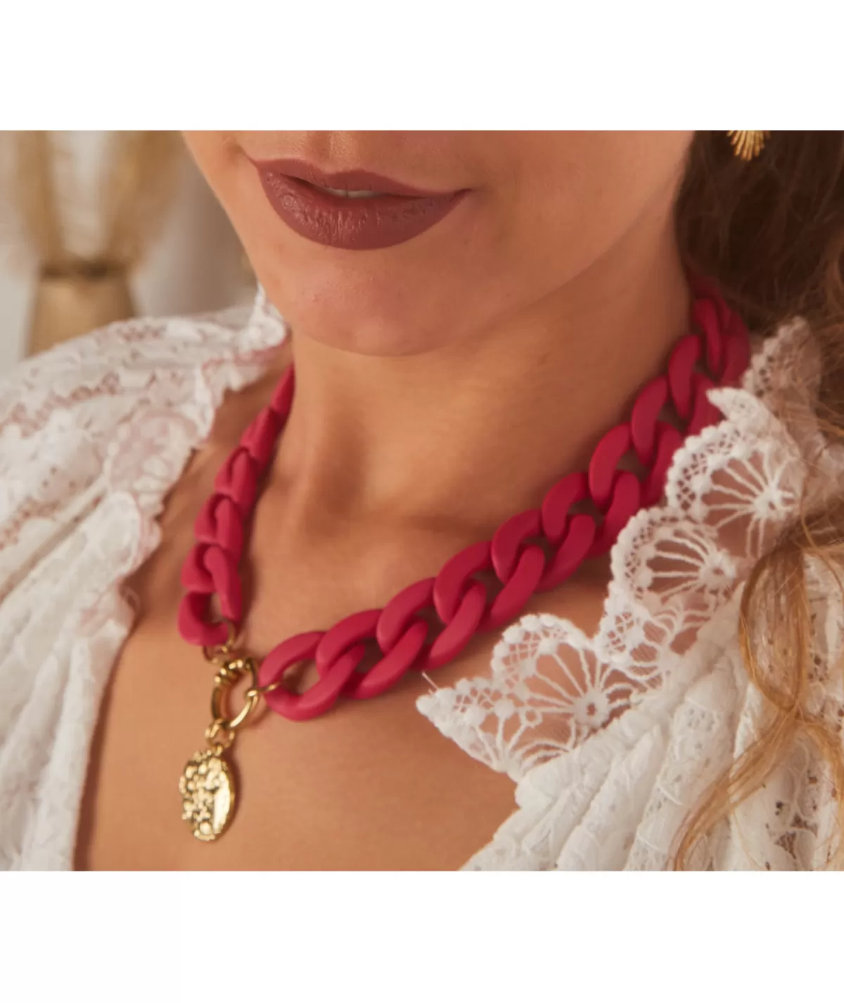La boutique de Lilie Bijoux>COLLIER AZELIE Fushia