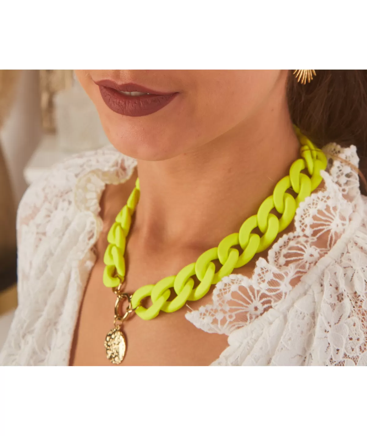 La boutique de Lilie Bijoux>COLLIER AZELIE Jaune