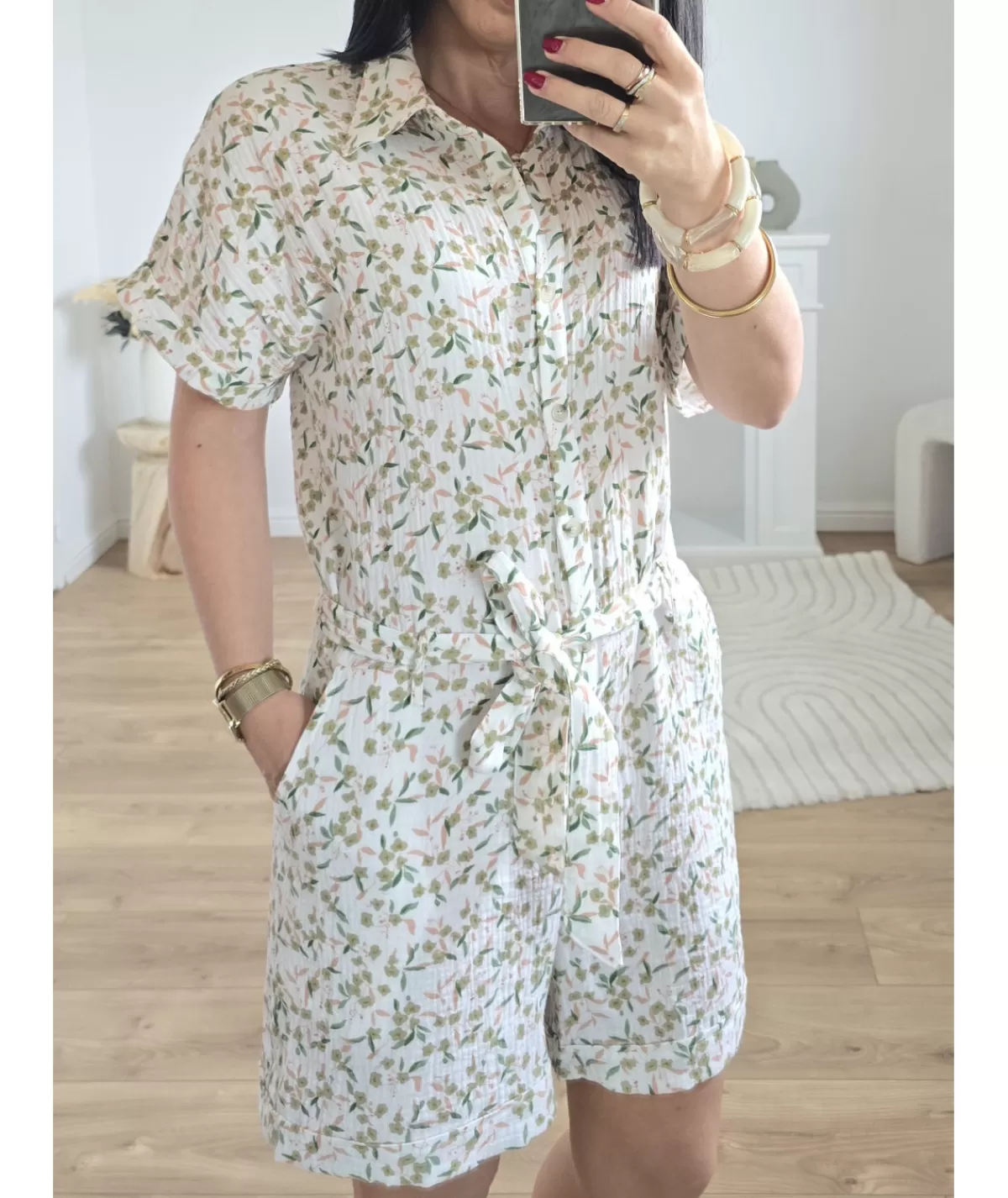 La boutique de Lilie Combinaisons>COMBI SHORT CAMILLE Blanc