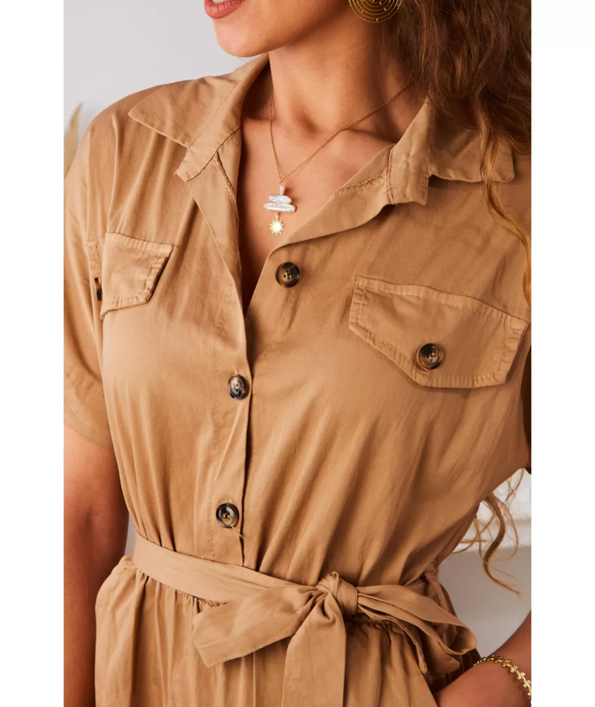 La boutique de Lilie Combinaisons>COMBI SHORT MARIANA Camel