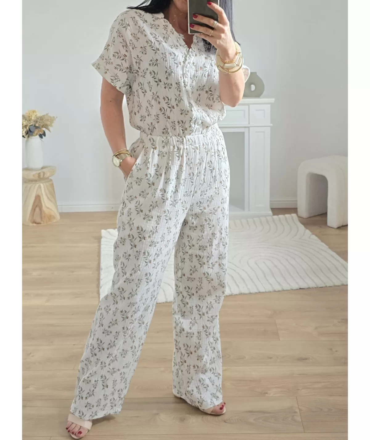 La boutique de Lilie Combinaisons>COMBINAISON ANTOINETTE GAZE DE COTON Blanc