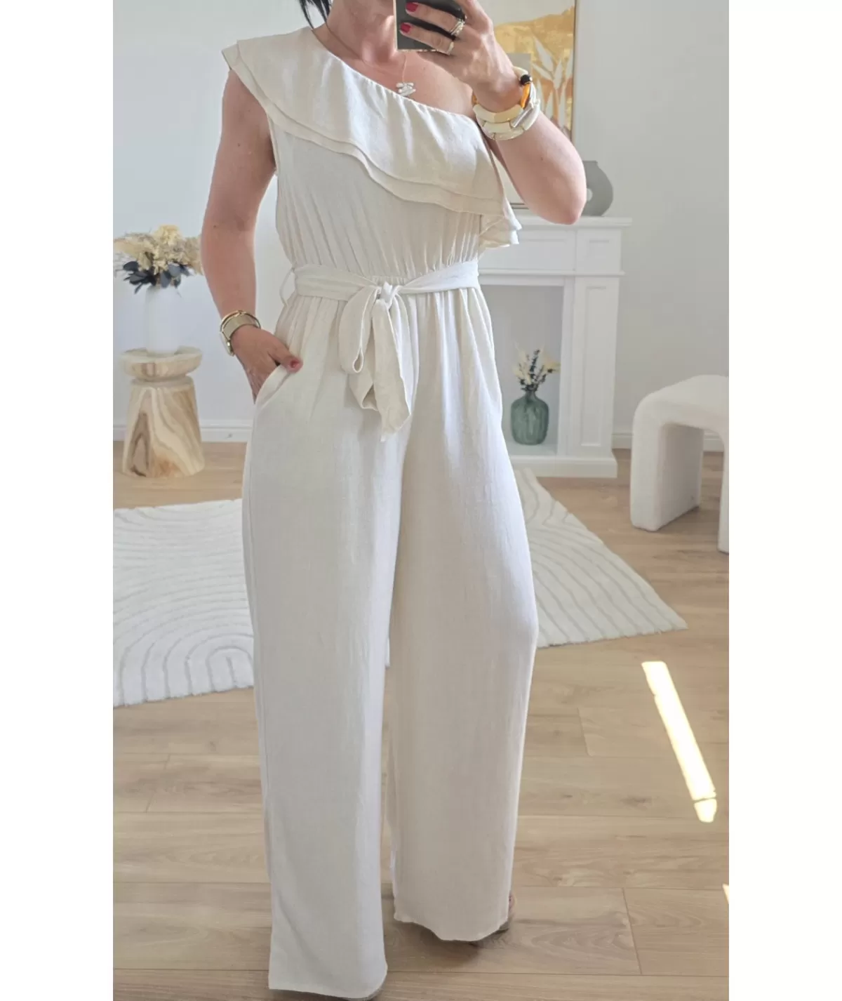 La boutique de Lilie Combinaisons>COMBINAISON FABIOLA EN LIN Beige