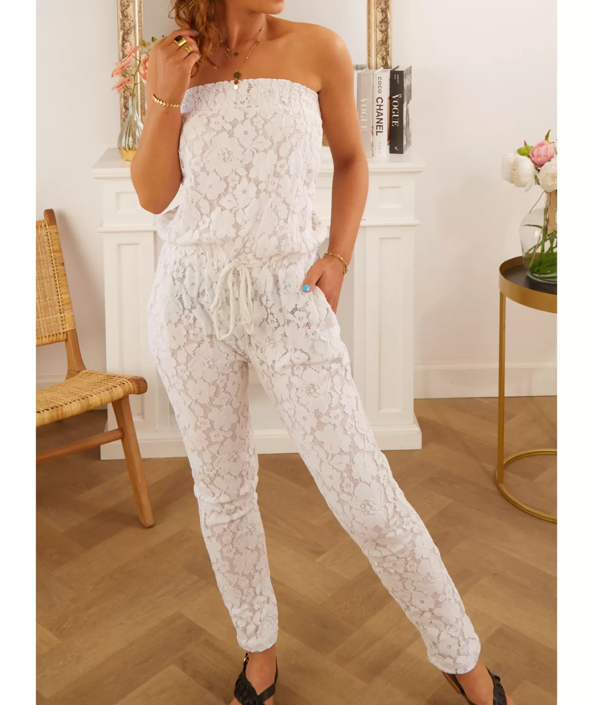 La boutique de Lilie Combinaisons>COMBINAISON SANDRINE Blanc