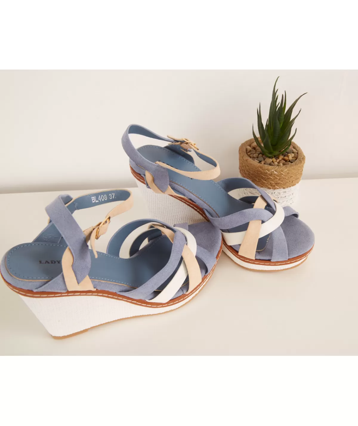 La boutique de Lilie Sandales & Espadrilles>COMPENSEE BARBARA Bleu