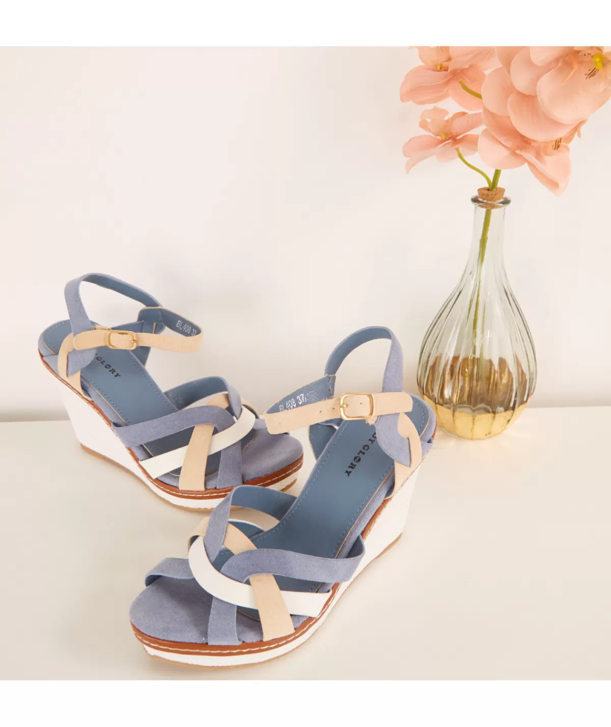 La boutique de Lilie Sandales & Espadrilles>COMPENSEE BARBARA Bleu
