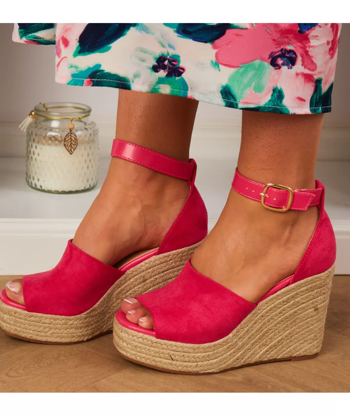 La boutique de Lilie Sandales & Espadrilles>COMPENSEES ORTENSE Fushia