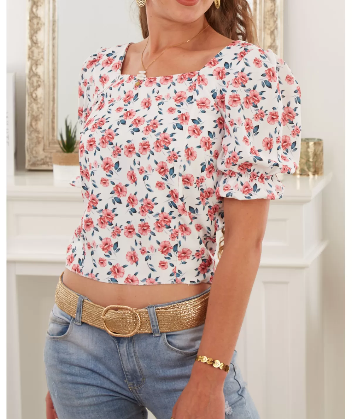 La boutique de Lilie Tops / Blouses>CROC TOP LAURA Blanc