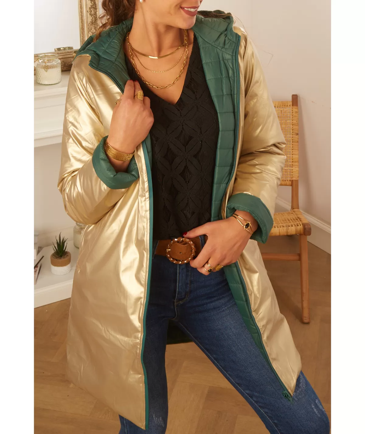 La boutique de Lilie Manteaux | Doudounes>DOUDOUNE REVERSIBLE ZOLA Vert