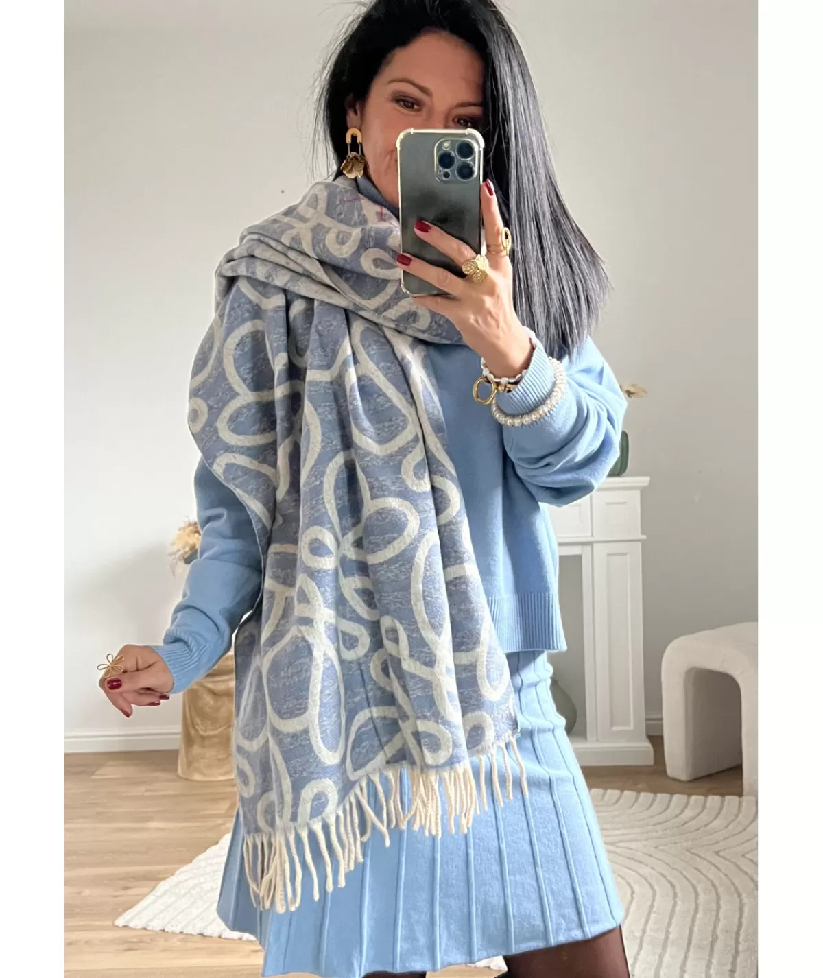 La boutique de Lilie Foulards & Écharpes>ECHARPE COLINE Bleu