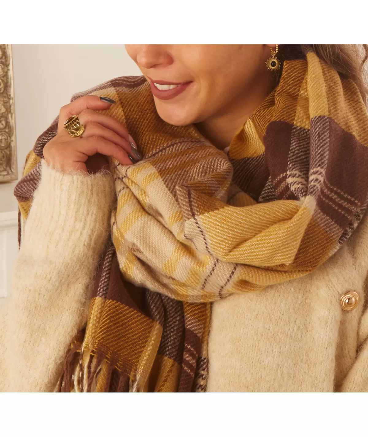 La boutique de Lilie Foulards & Écharpes>ECHARPE LYA Moutarde