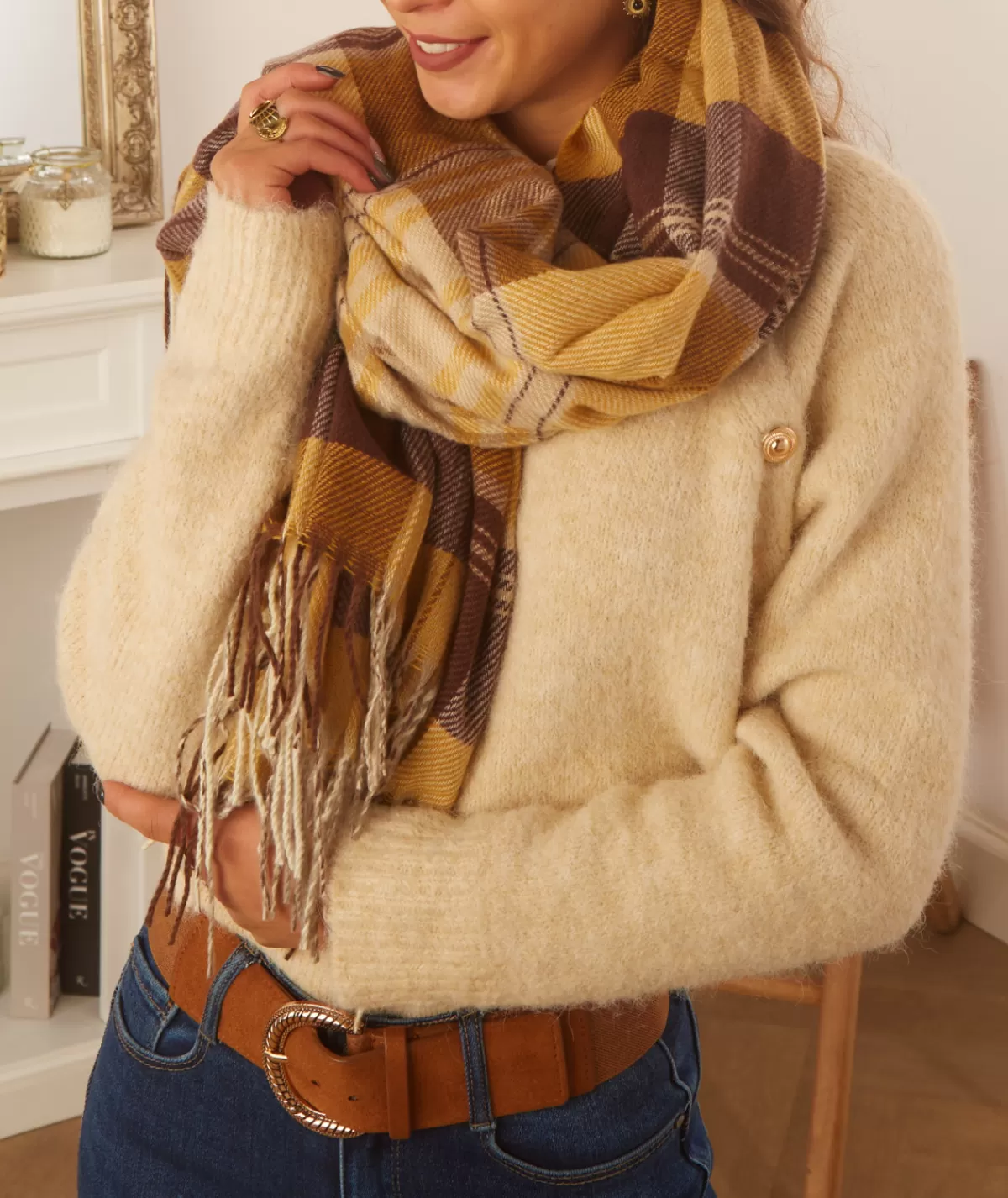 La boutique de Lilie Foulards & Écharpes>ECHARPE LYA Moutarde