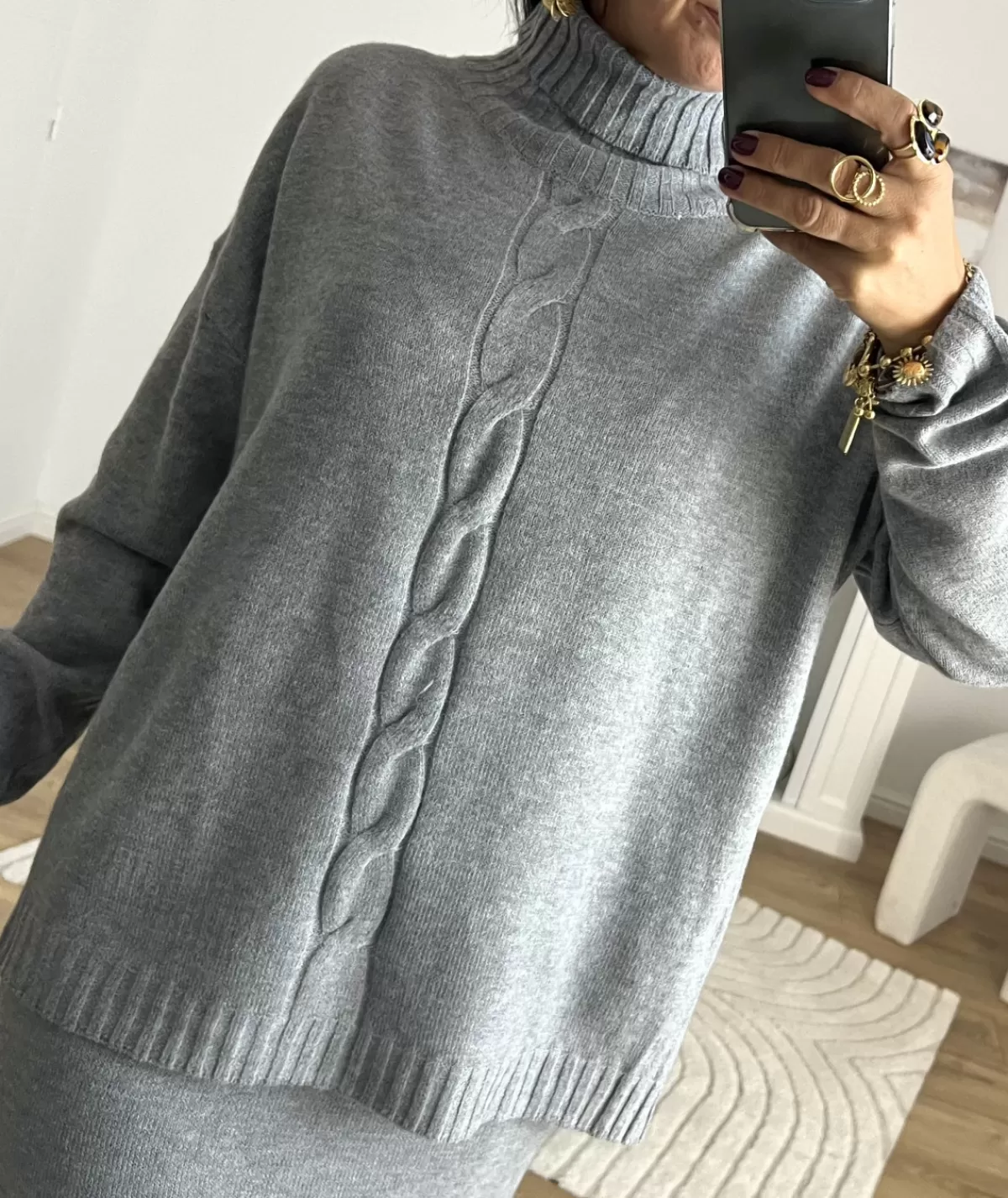 La boutique de Lilie Pulls / Gilets | Jupes / Shorts>ENSEMBLE JUPE PULL COLINE Gris