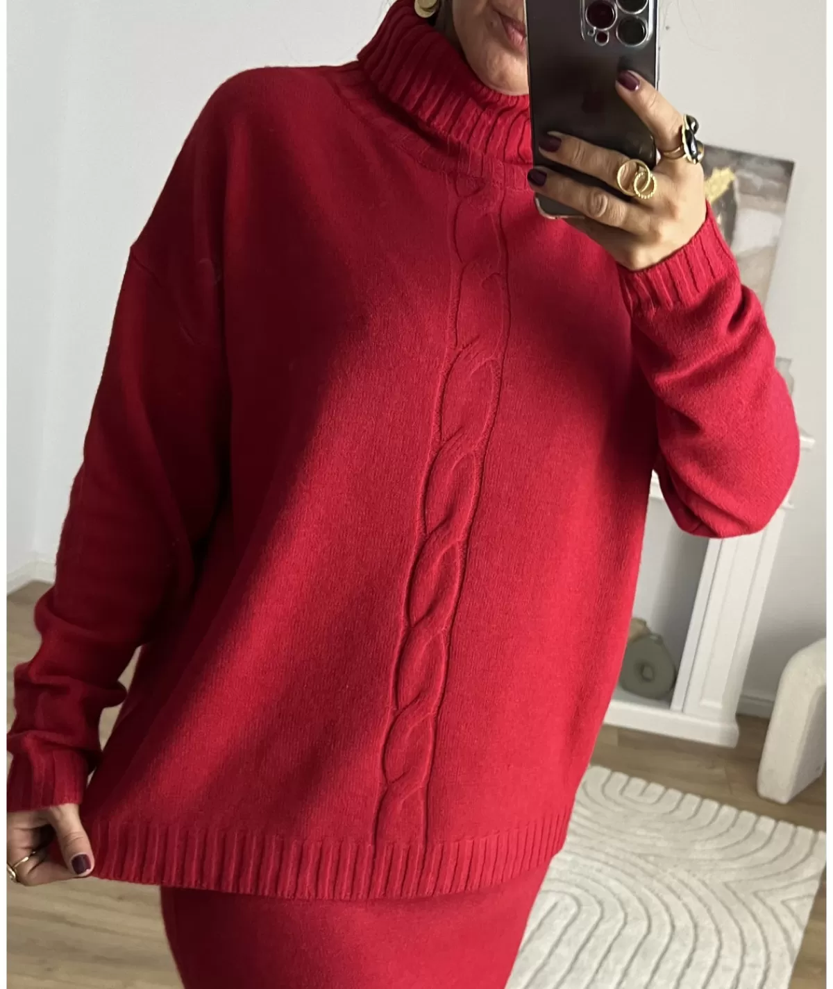 La boutique de Lilie Pulls / Gilets | Jupes / Shorts>ENSEMBLE JUPE PULL COLINE Rouge