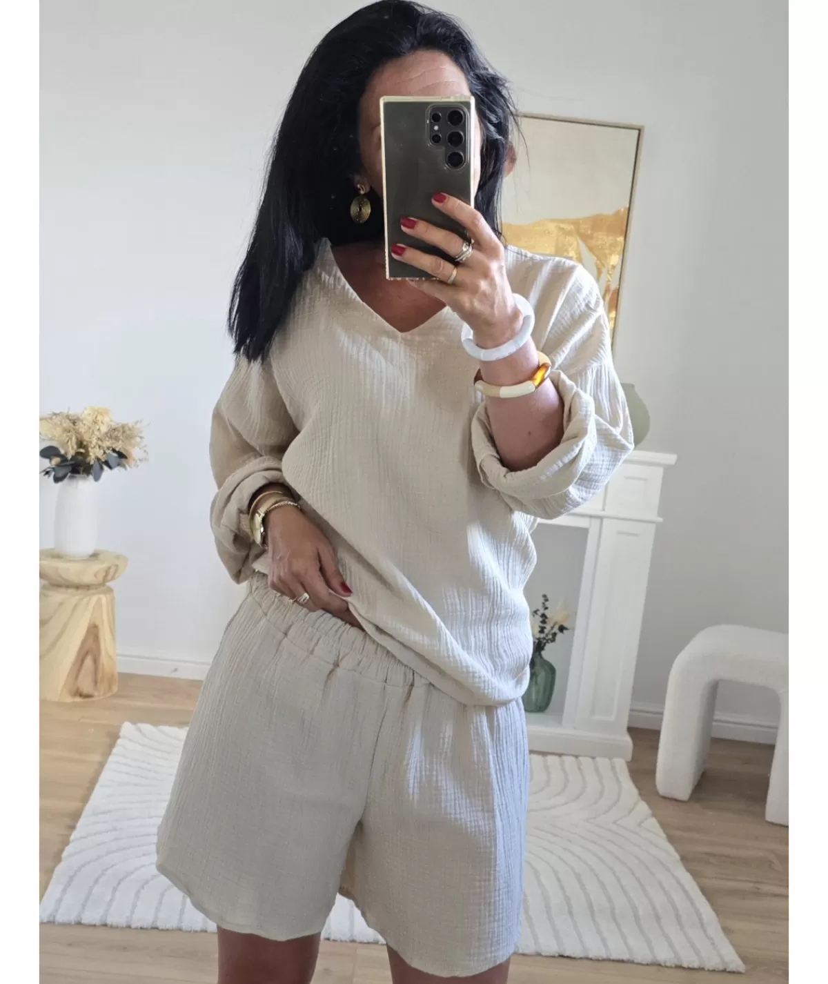 La boutique de Lilie Jupes / Shorts>ENSEMBLE SHORT ALEXIA Beige