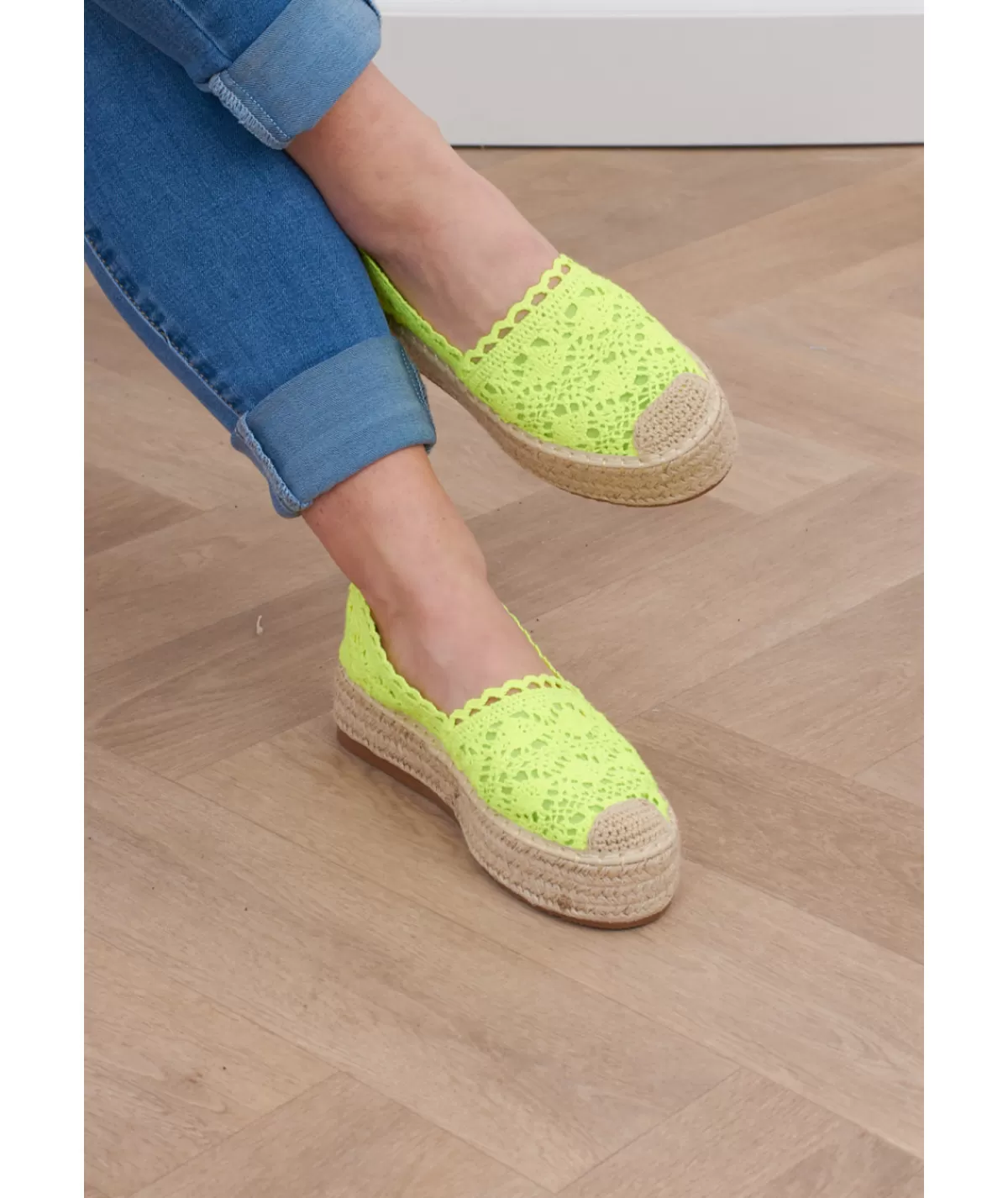 La boutique de Lilie Sandales & Espadrilles>ESPADRILLES COMPENSEES ILONA Jaunefluo
