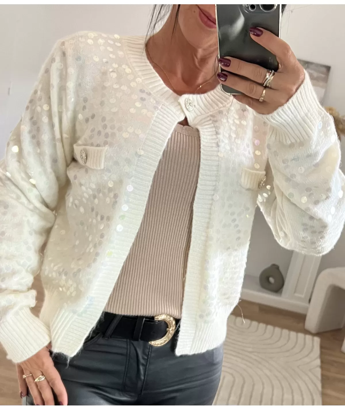 La boutique de Lilie Pulls / Gilets>GILET ALBERTINE Blanc