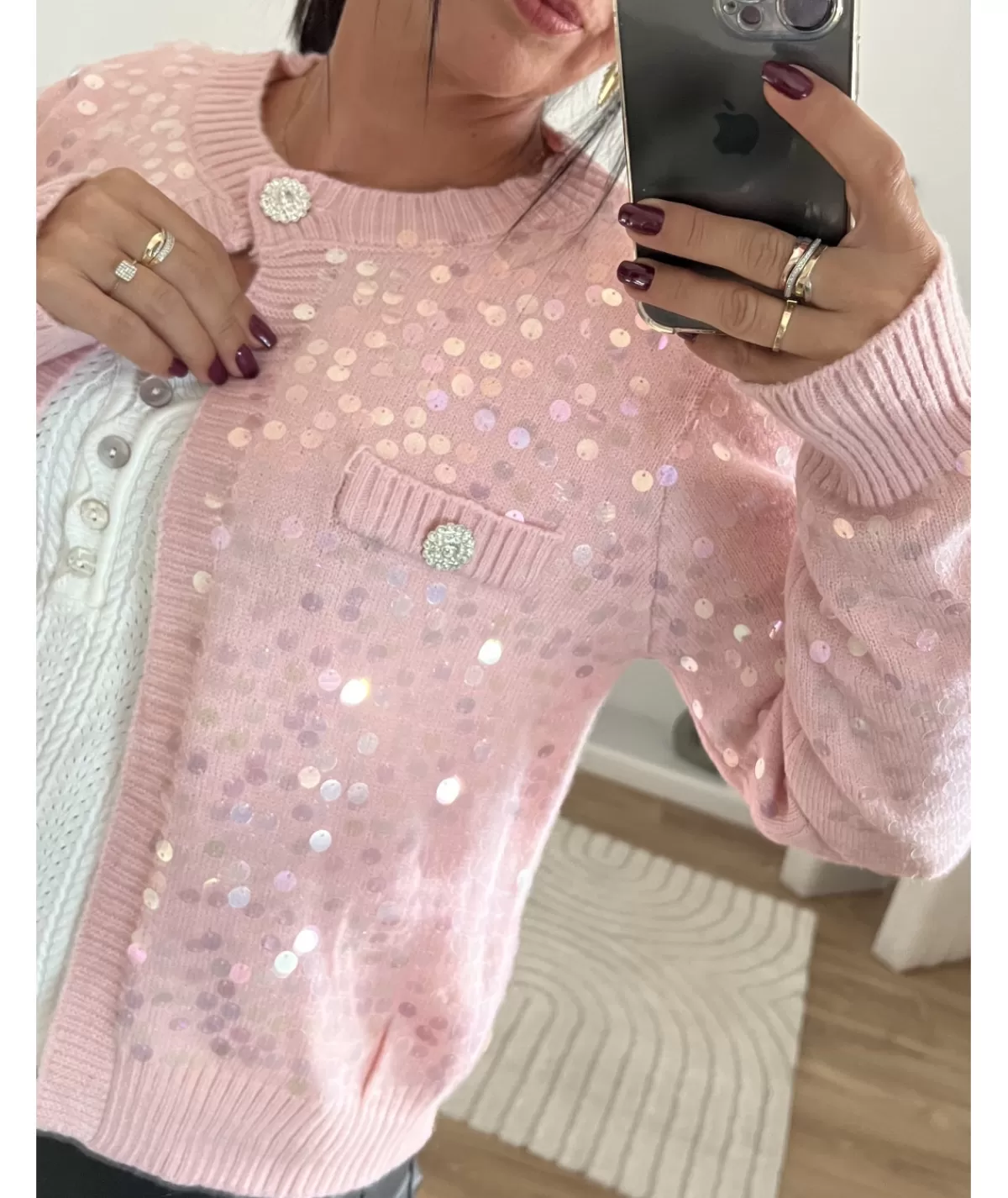 La boutique de Lilie Pulls / Gilets>GILET ALBERTINE Rose