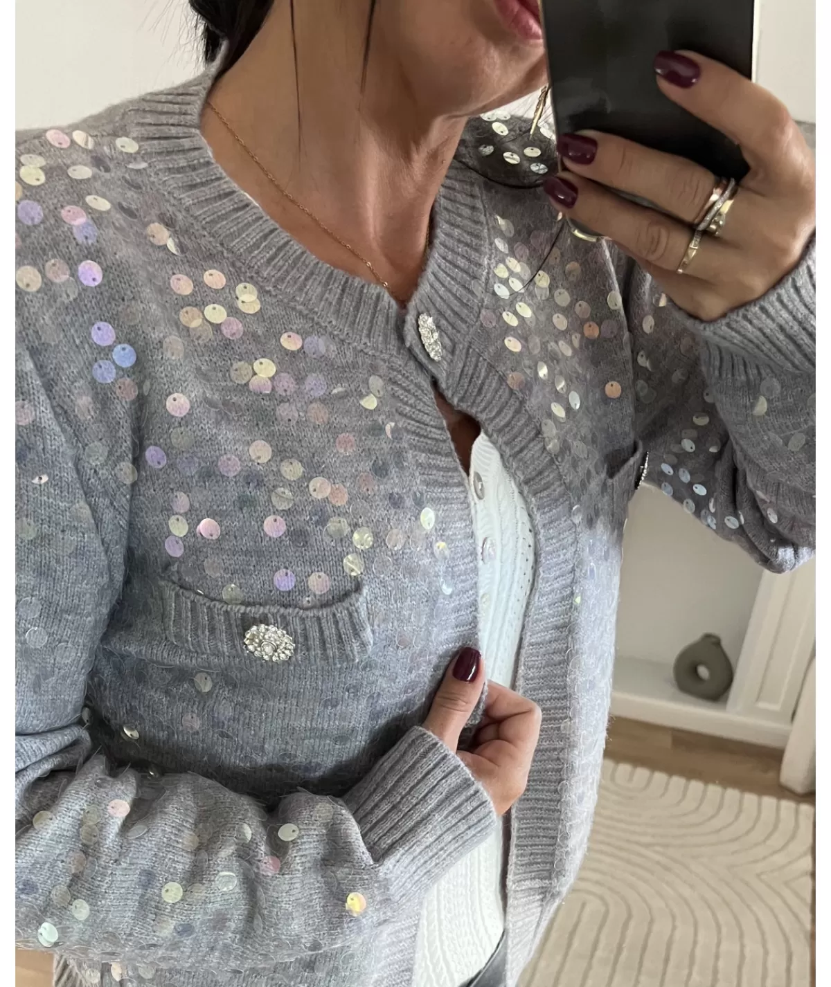La boutique de Lilie Pulls / Gilets>GILET ALBERTINE Gris
