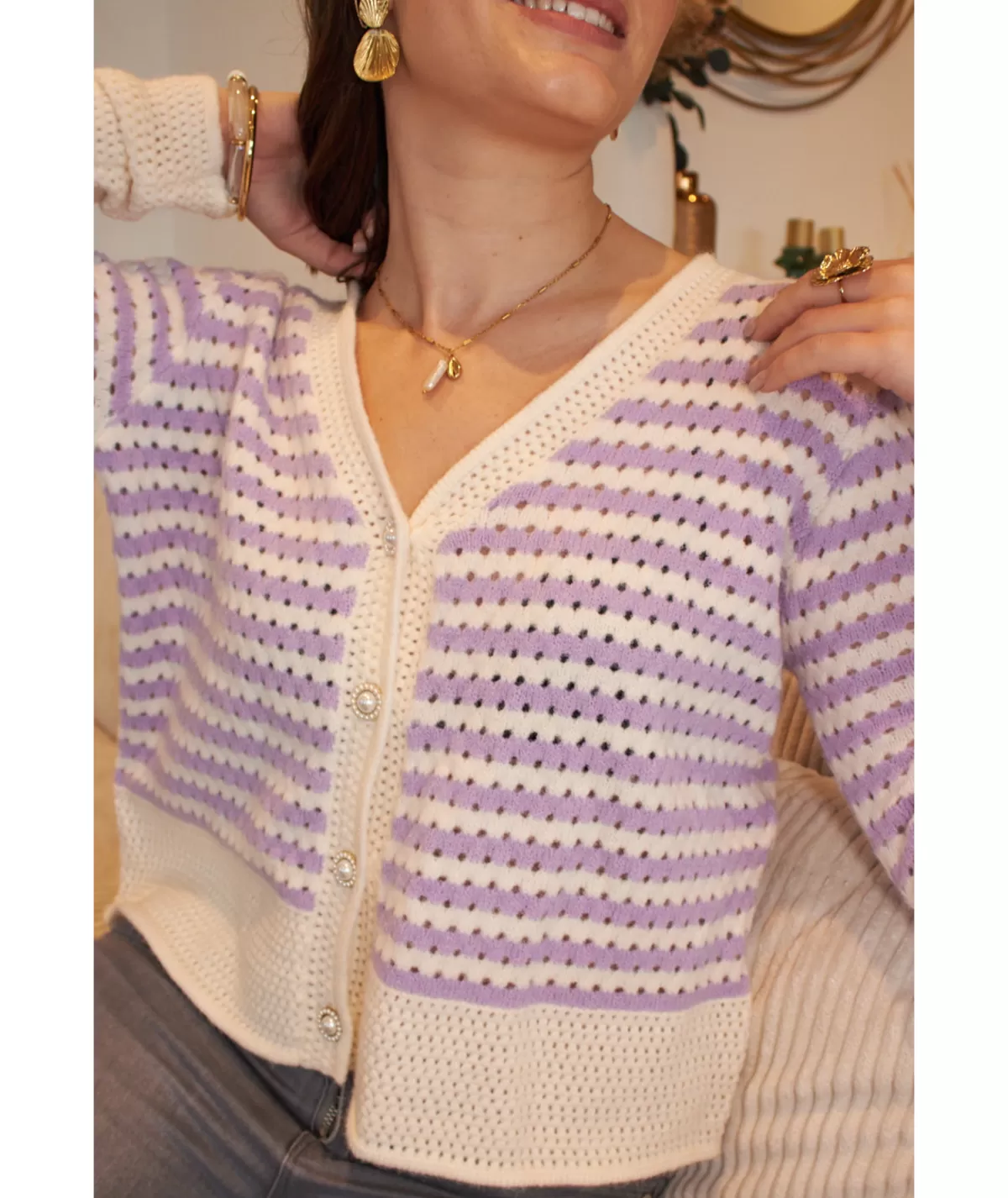 La boutique de Lilie Pulls / Gilets>GILET ALISSON Lilas