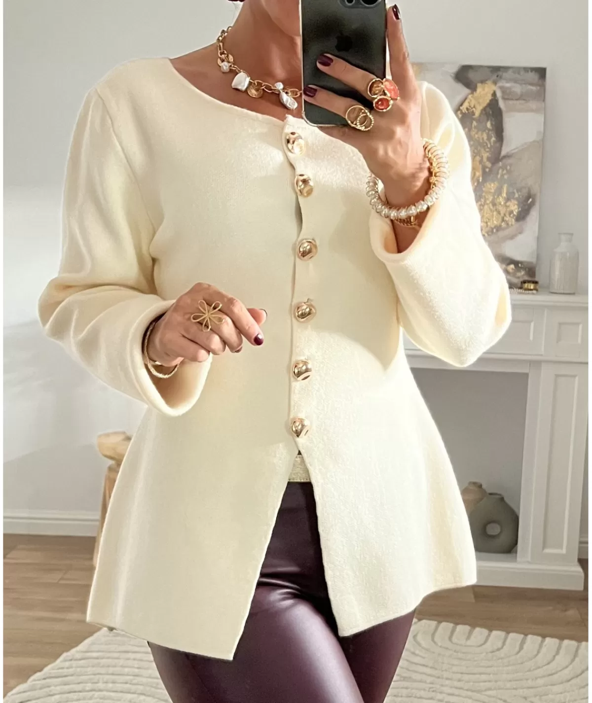 La boutique de Lilie Pulls / Gilets>GILET ANNE HELENE Blanc