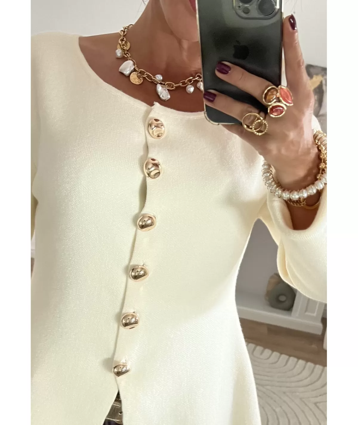 La boutique de Lilie Pulls / Gilets>GILET ANNE HELENE Blanc