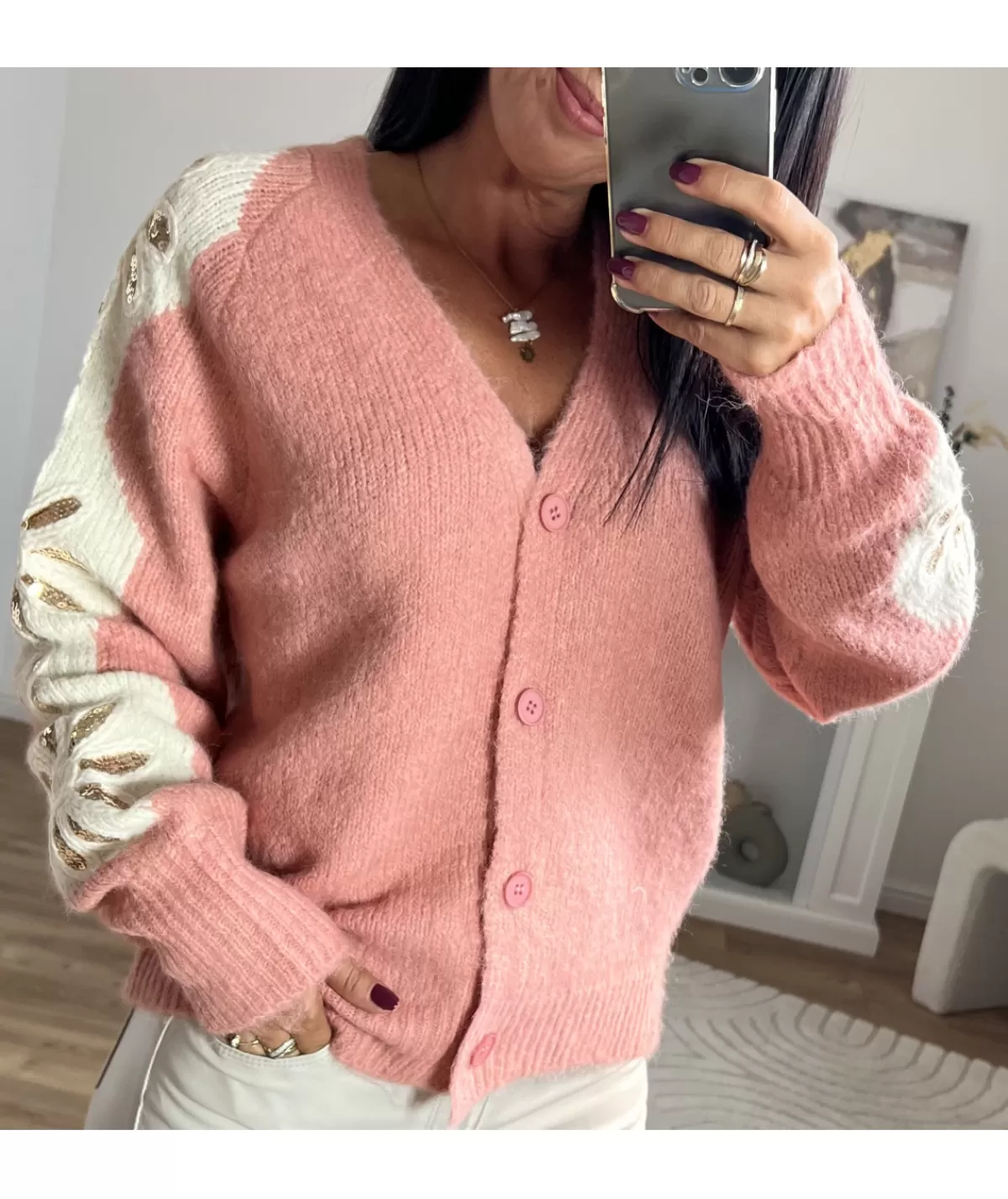 La boutique de Lilie Pulls / Gilets>GILET BENOIT Rose