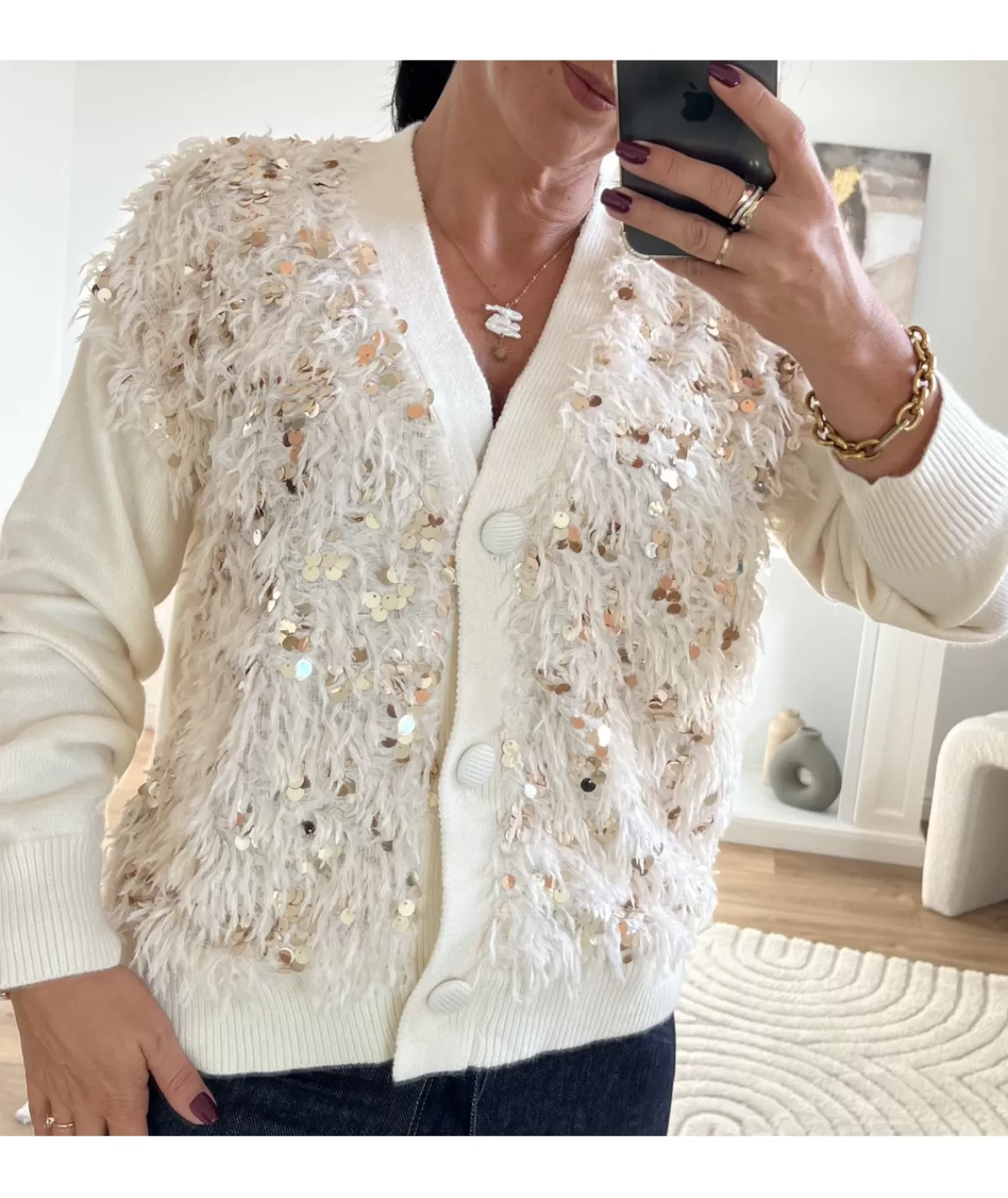 La boutique de Lilie Pulls / Gilets>GILET BERENICE Blanc