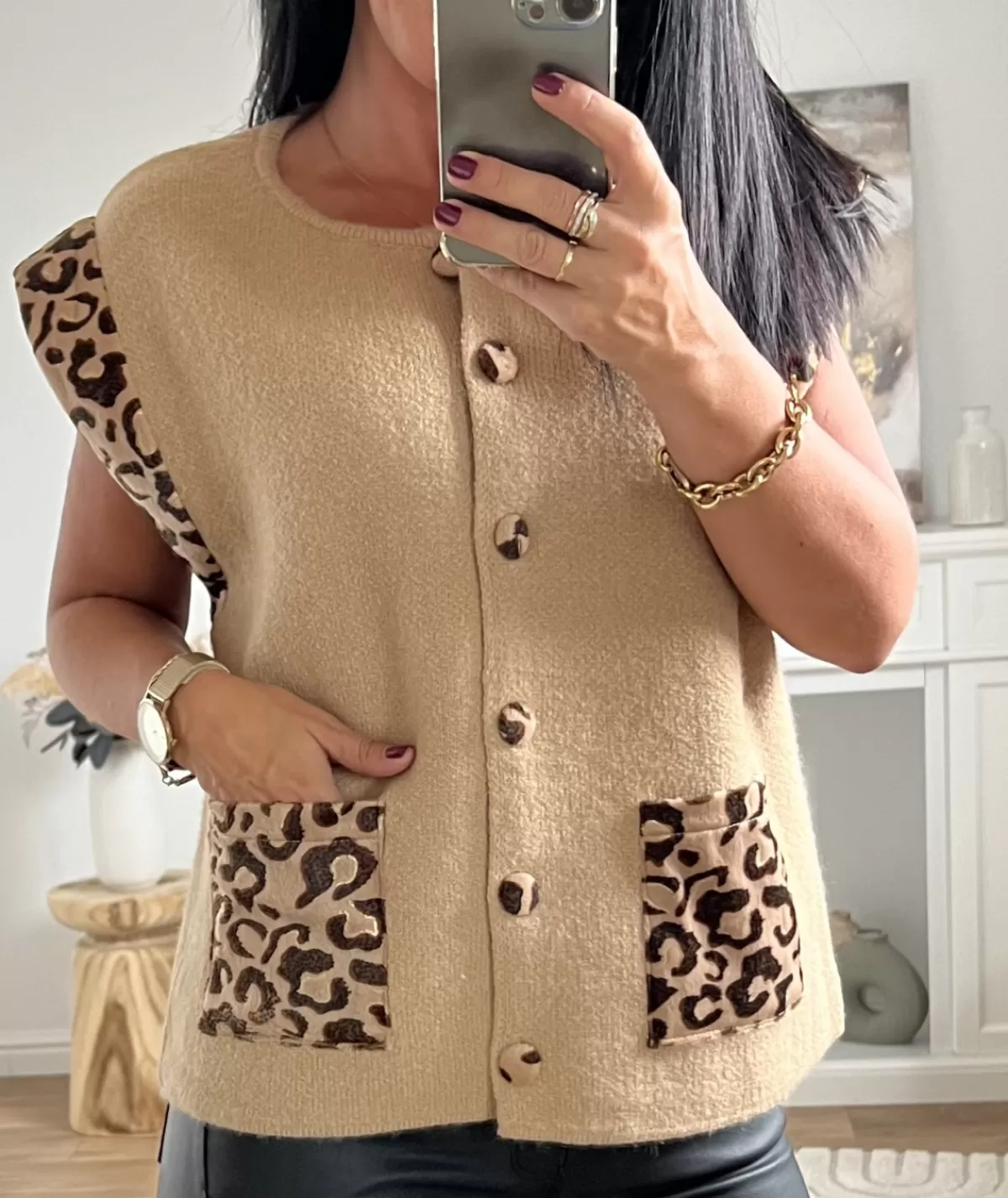 La boutique de Lilie Pulls / Gilets>GILET CAMELIANA Taupe