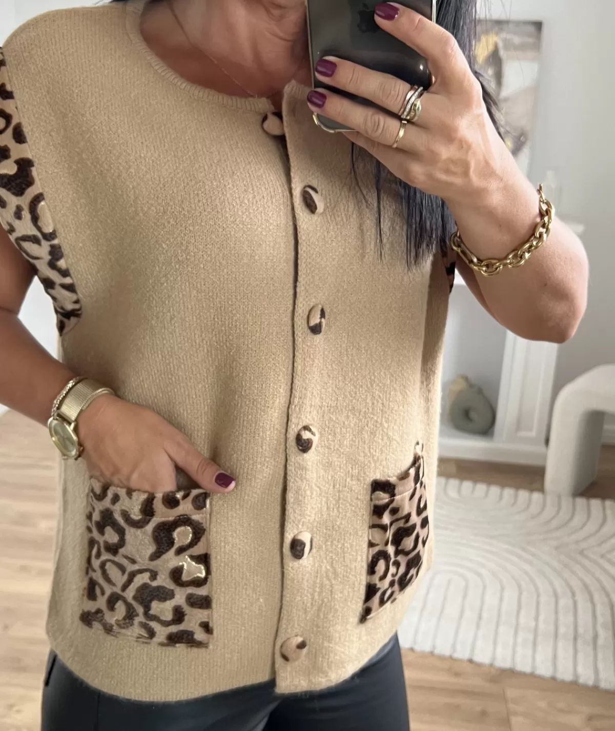 La boutique de Lilie Pulls / Gilets>GILET CAMELIANA Taupe