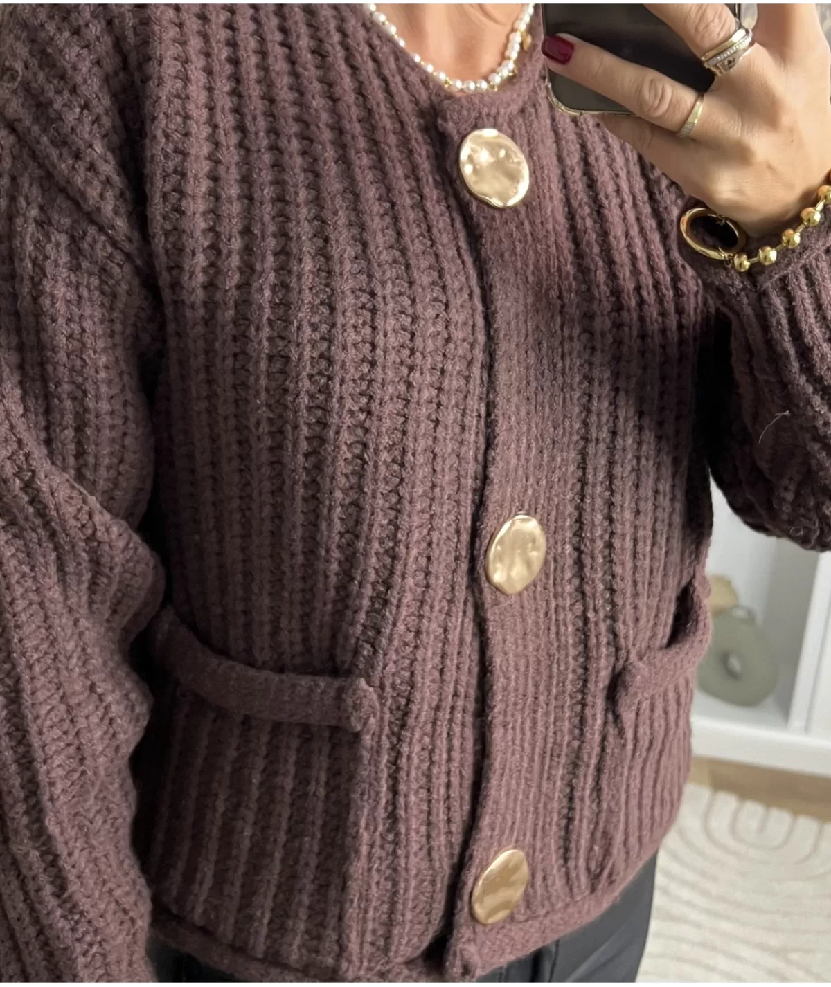 La boutique de Lilie Pulls / Gilets>GILET CAROLE II Chocolat