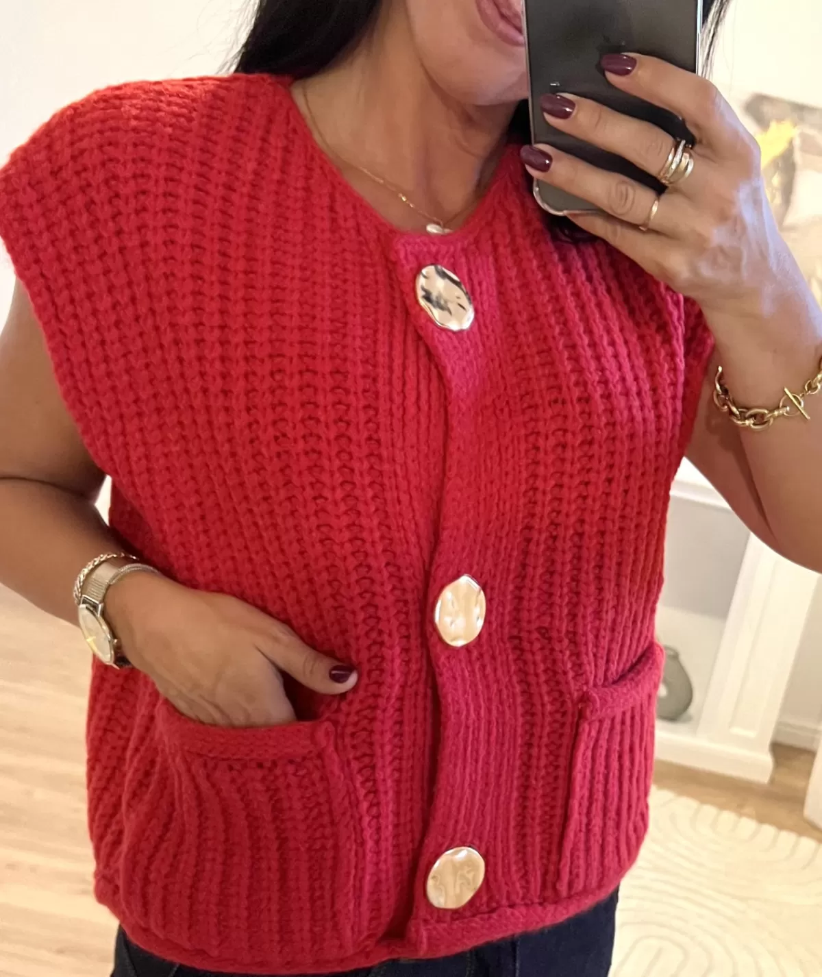 La boutique de Lilie Pulls / Gilets>GILET DAMIEN Rouge