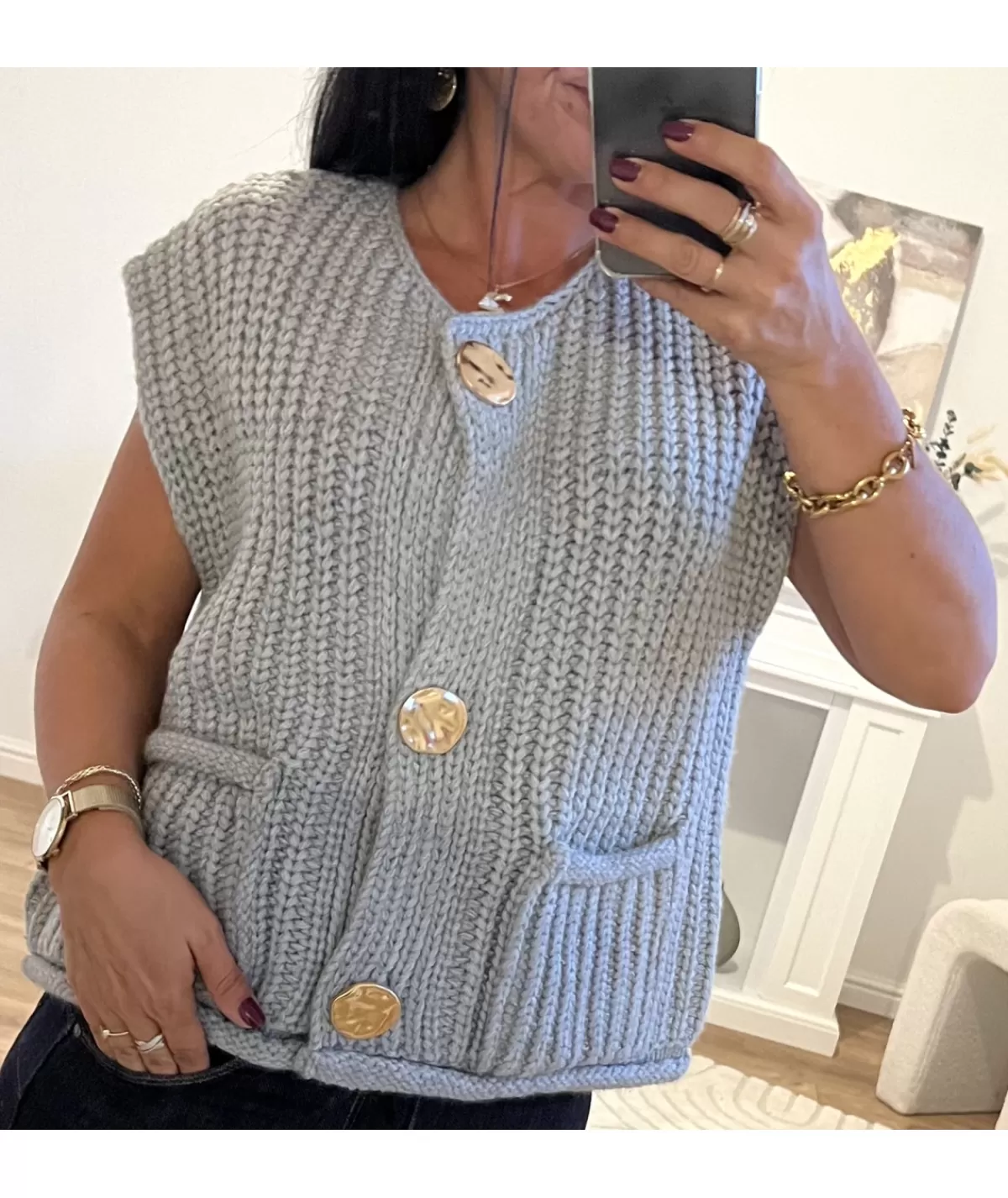 La boutique de Lilie Pulls / Gilets>GILET DAMIEN Gris