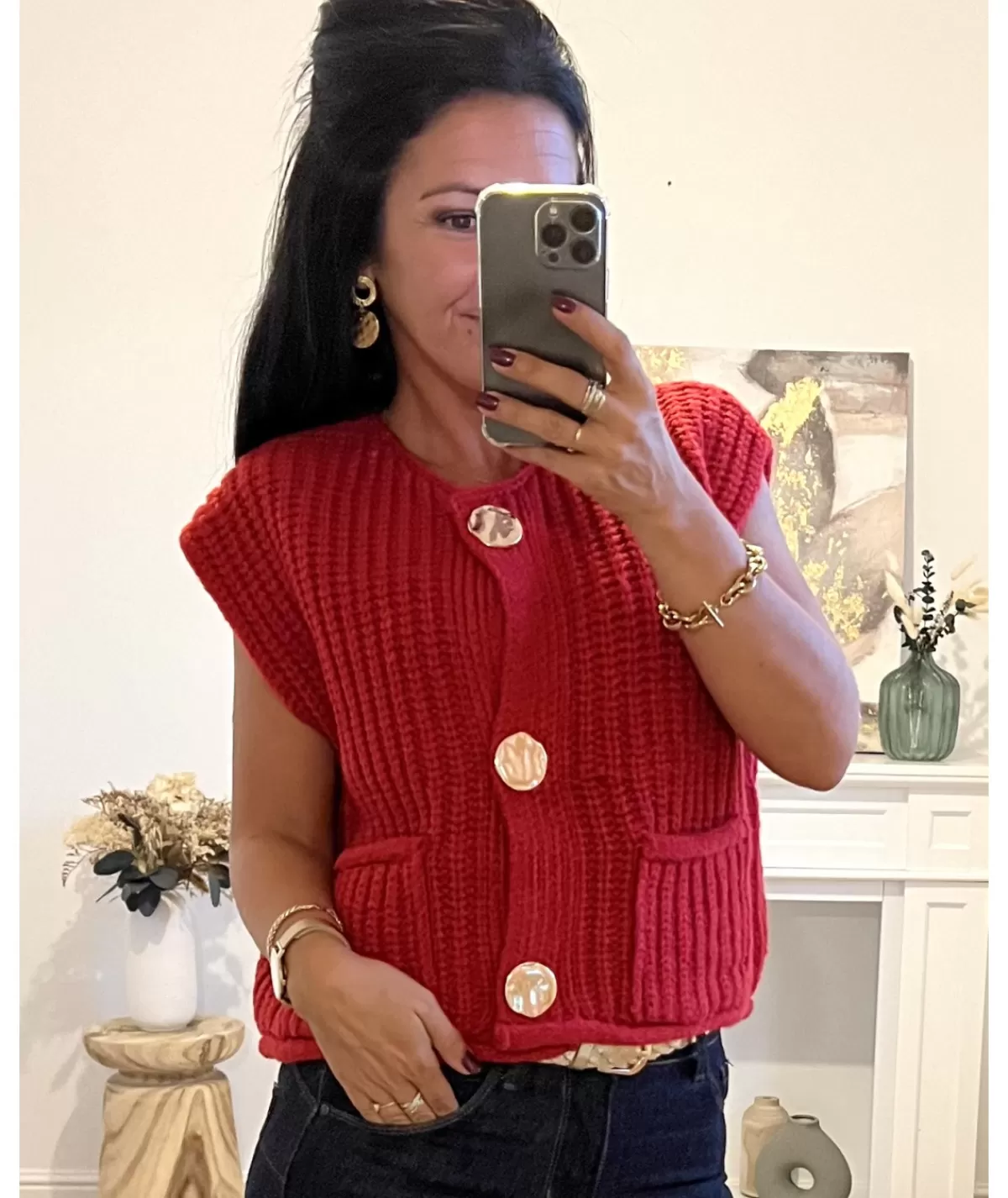 La boutique de Lilie Pulls / Gilets>GILET DAMIEN Rouge