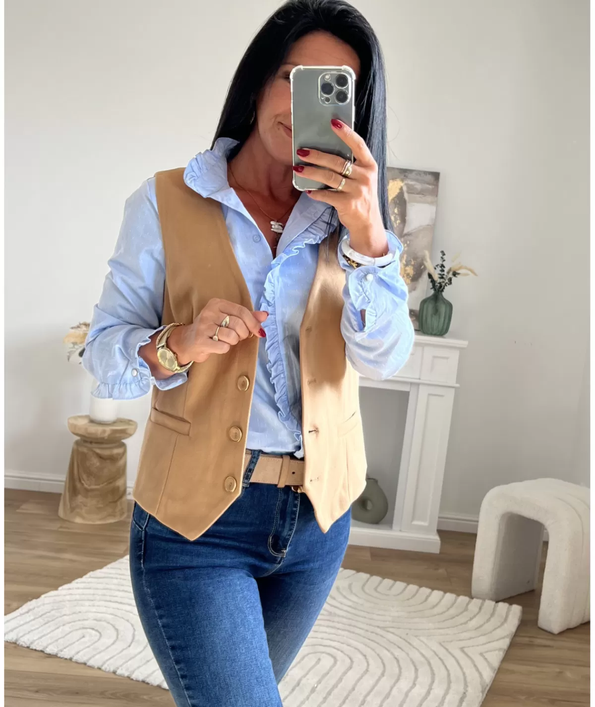 La boutique de Lilie Vestes>GILET DE TAILLEUR NADINA Camel