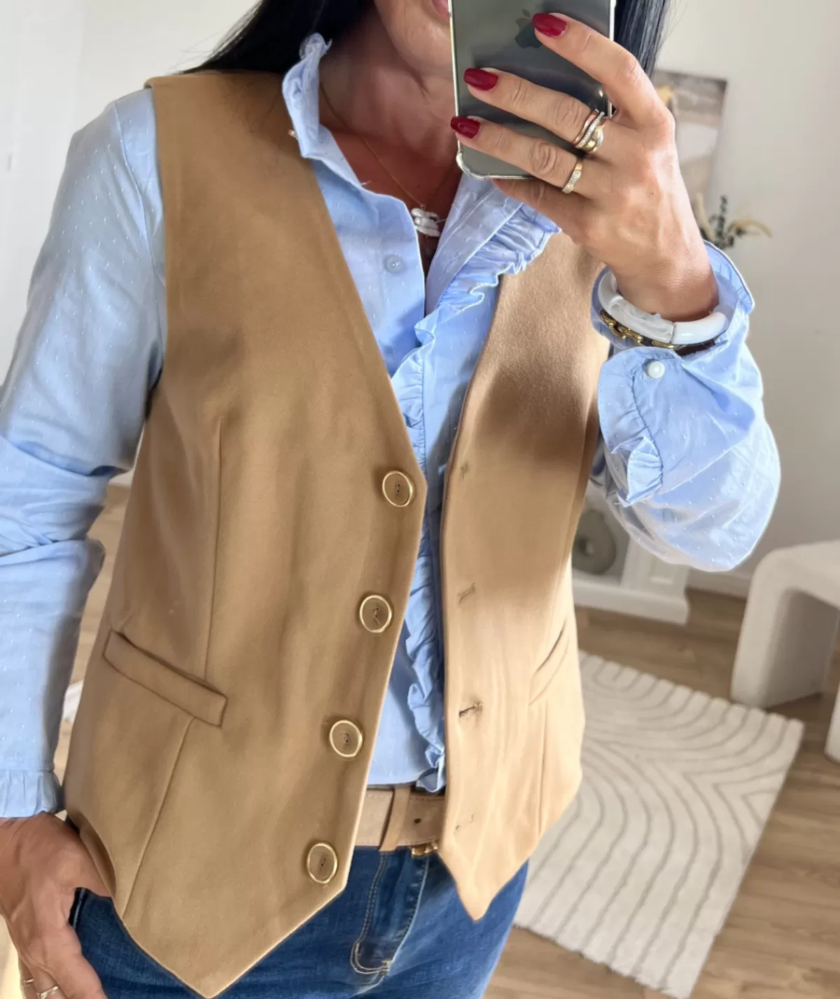 La boutique de Lilie Vestes>GILET DE TAILLEUR NADINA Camel
