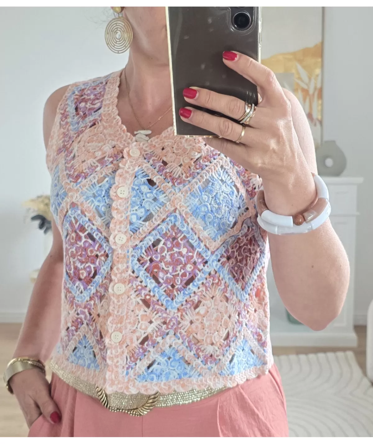 La boutique de Lilie Pulls / Gilets>GILET EVA Saumon