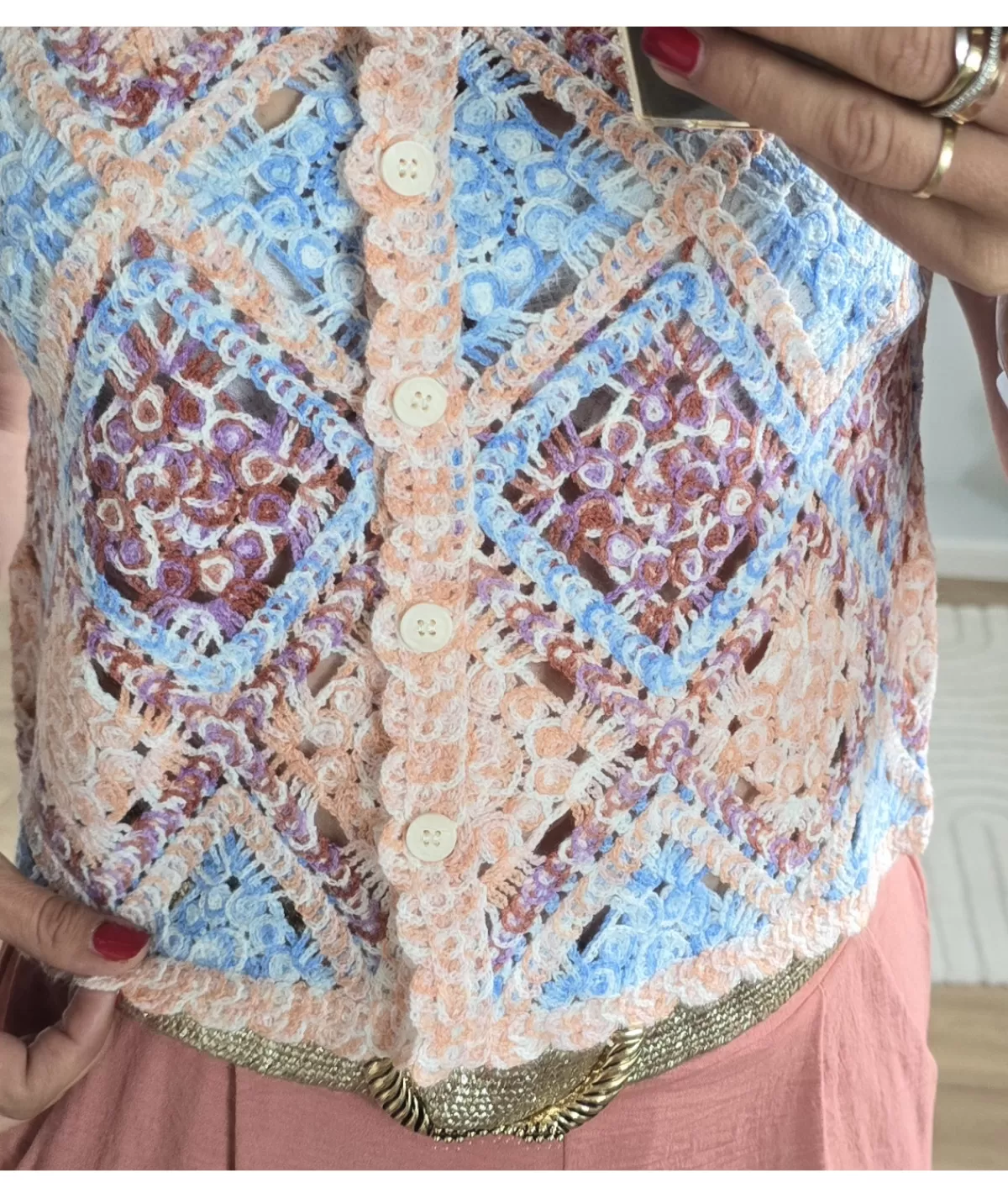 La boutique de Lilie Pulls / Gilets>GILET EVA Saumon