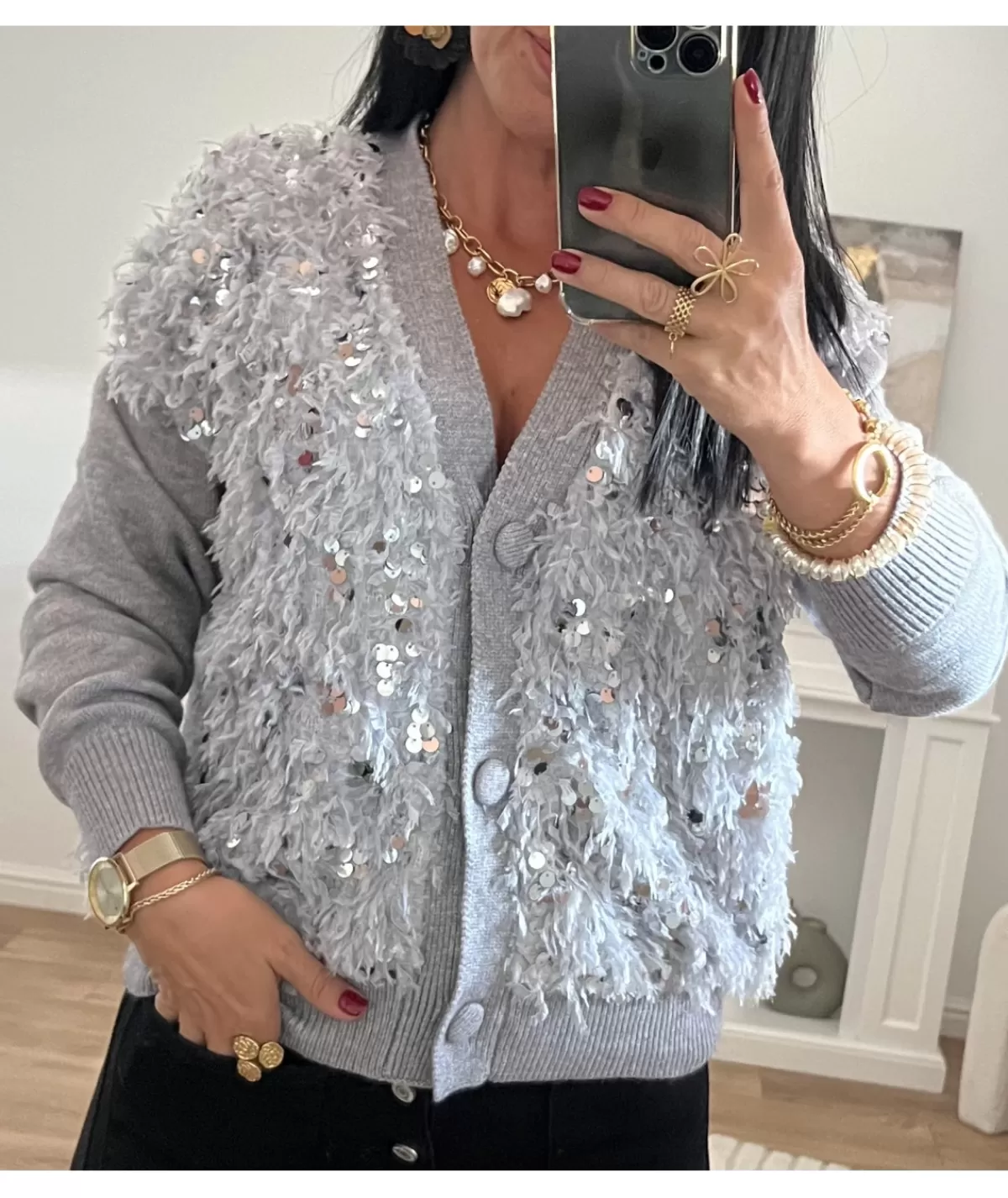 La boutique de Lilie Pulls / Gilets>GILET JORDANA Gris