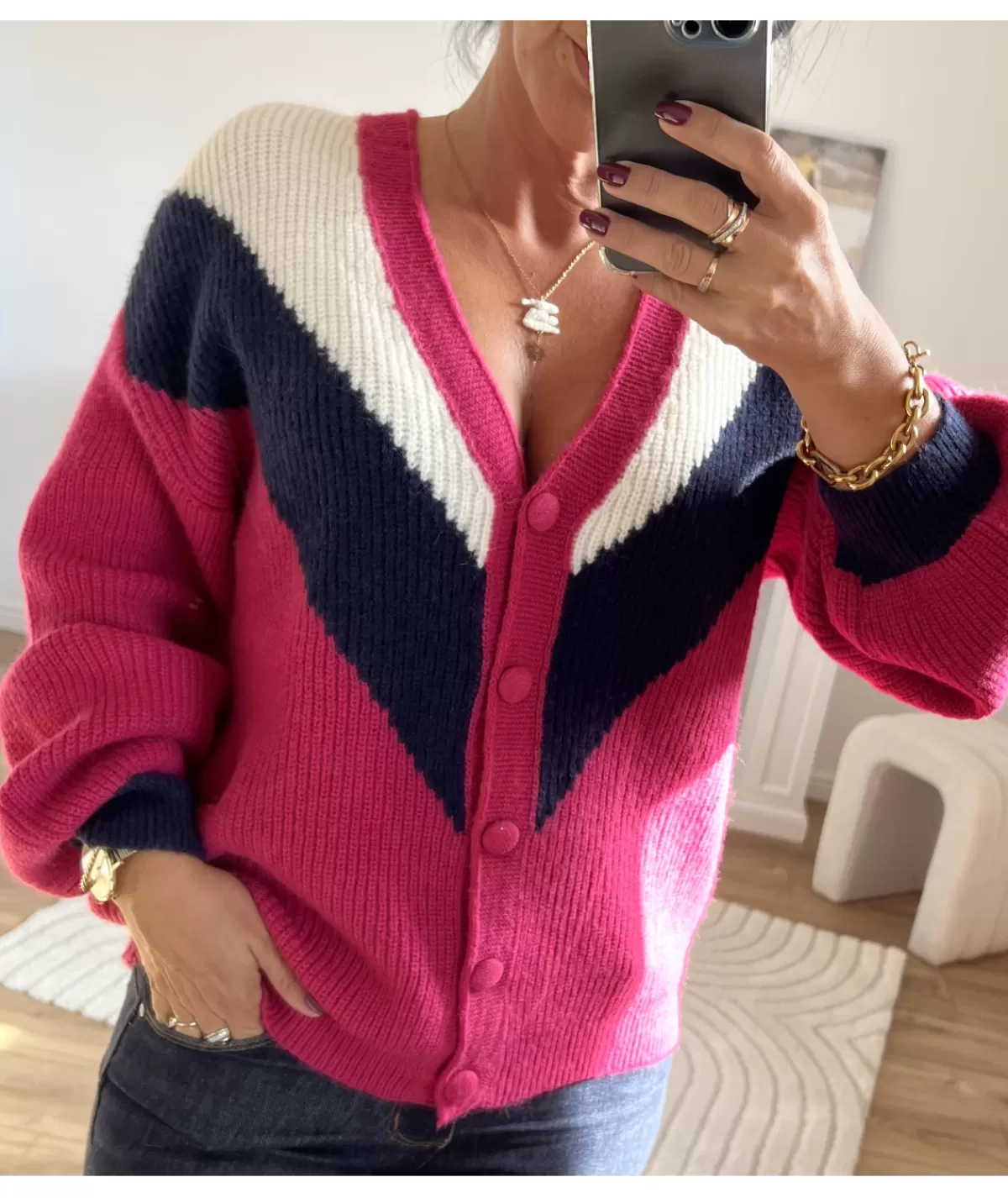 La boutique de Lilie Pulls / Gilets>GILET LEANDRE Fushia