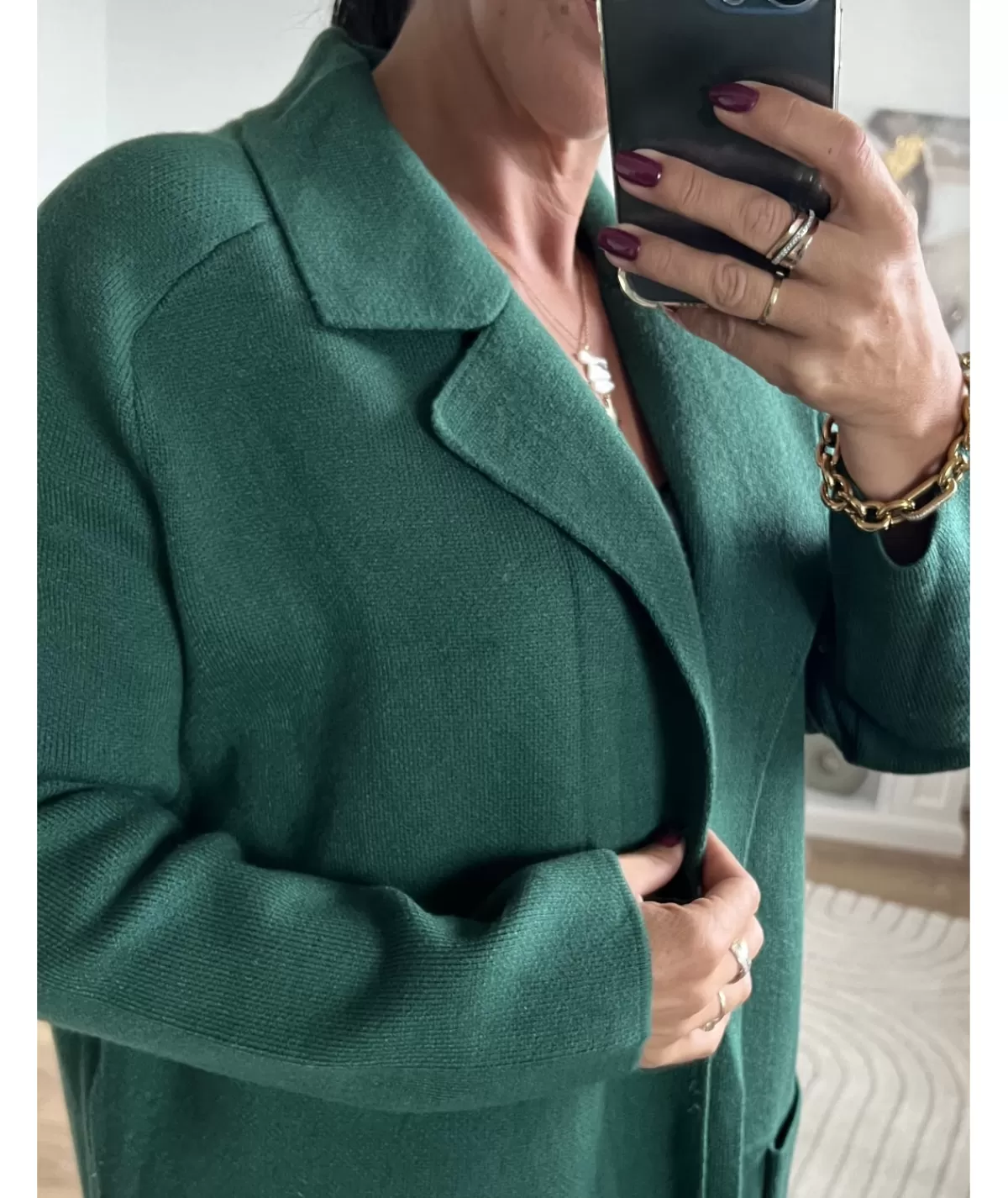 La boutique de Lilie Pulls / Gilets>GILET MANTEAU CHARLOTTE Vertsapin