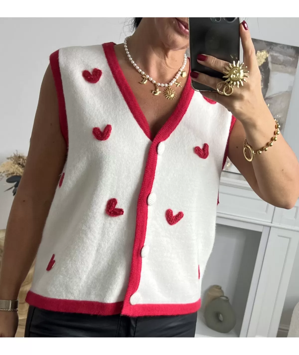 La boutique de Lilie Pulls / Gilets>GILET MARJORIE Rouge