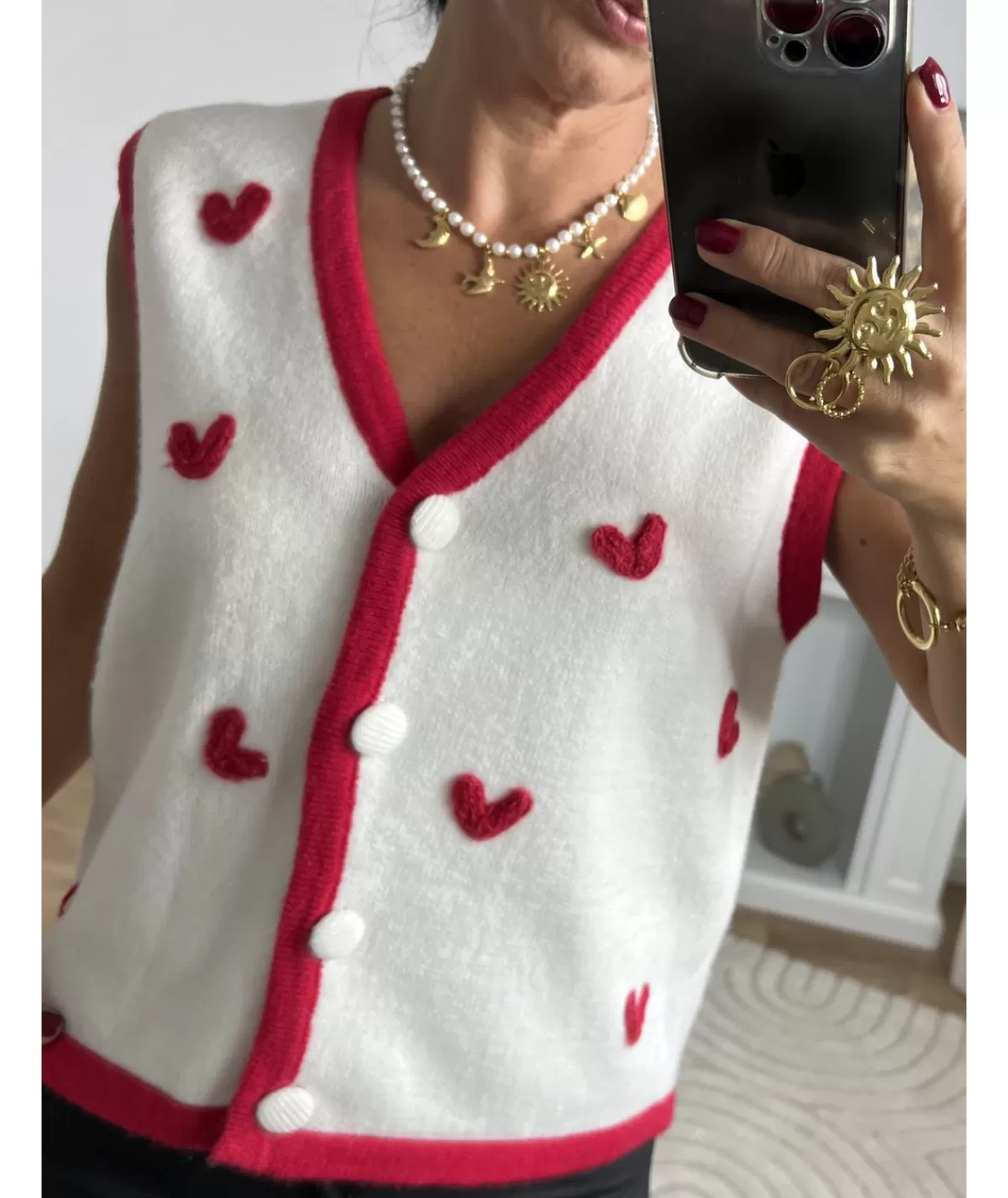 La boutique de Lilie Pulls / Gilets>GILET MARJORIE Rouge