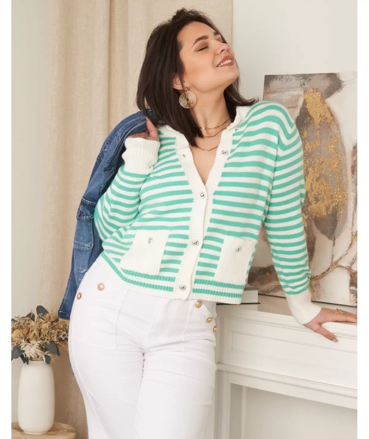 La boutique de Lilie Pulls / Gilets>GILET ODILE Vert