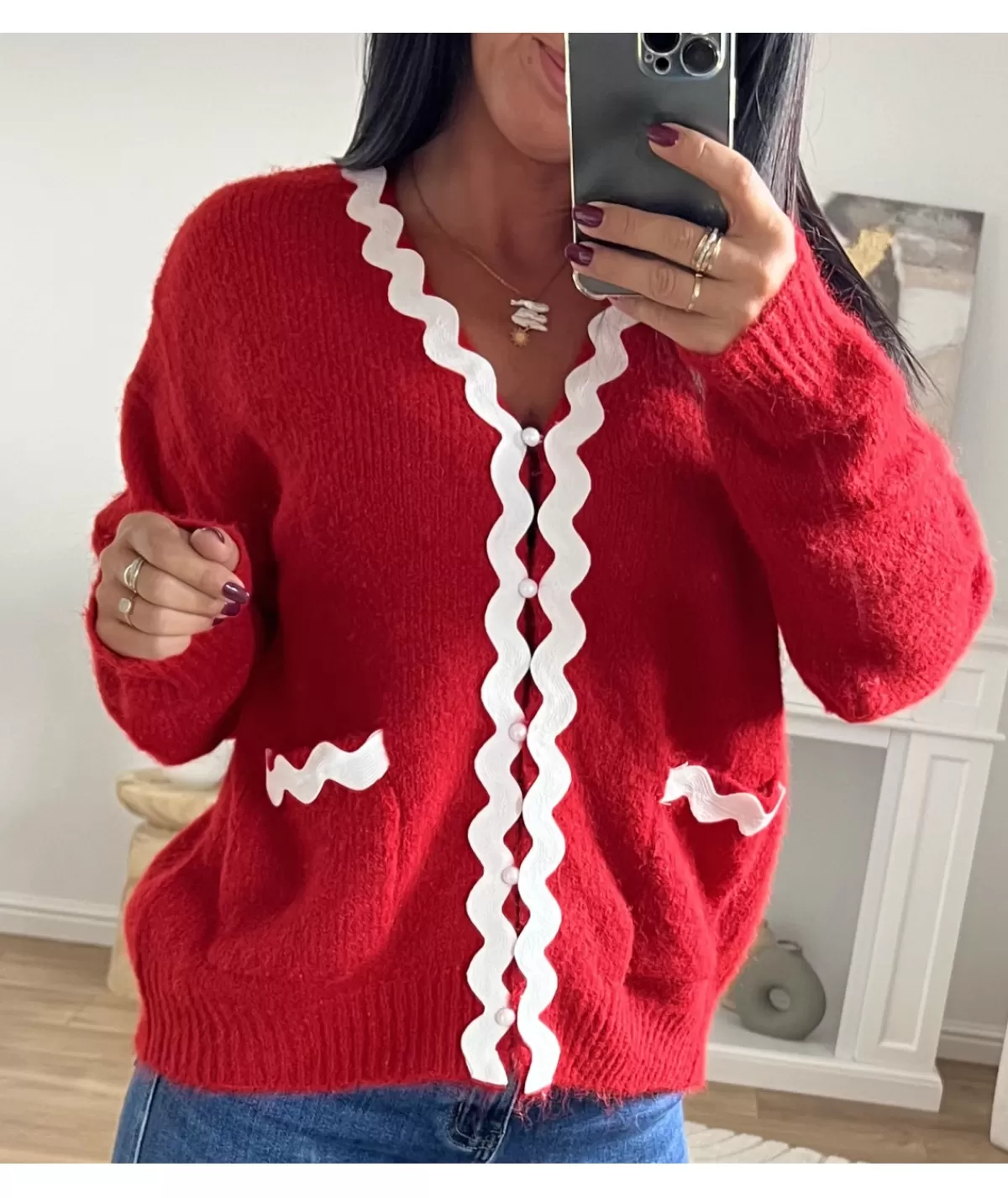 La boutique de Lilie Pulls / Gilets>GILET OLIVIA Rouge