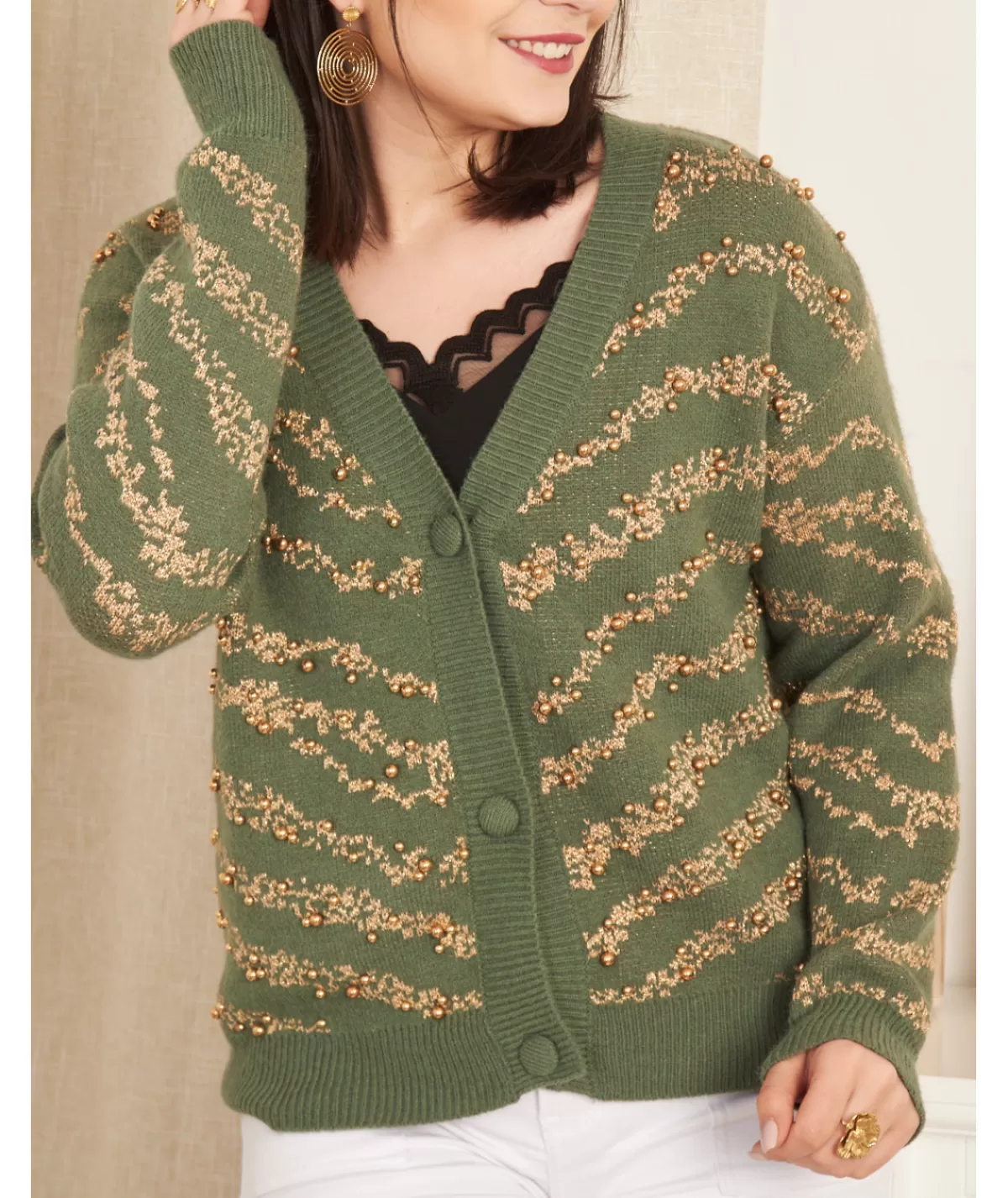 La boutique de Lilie Pulls / Gilets>GILET OPHELIA - Vert