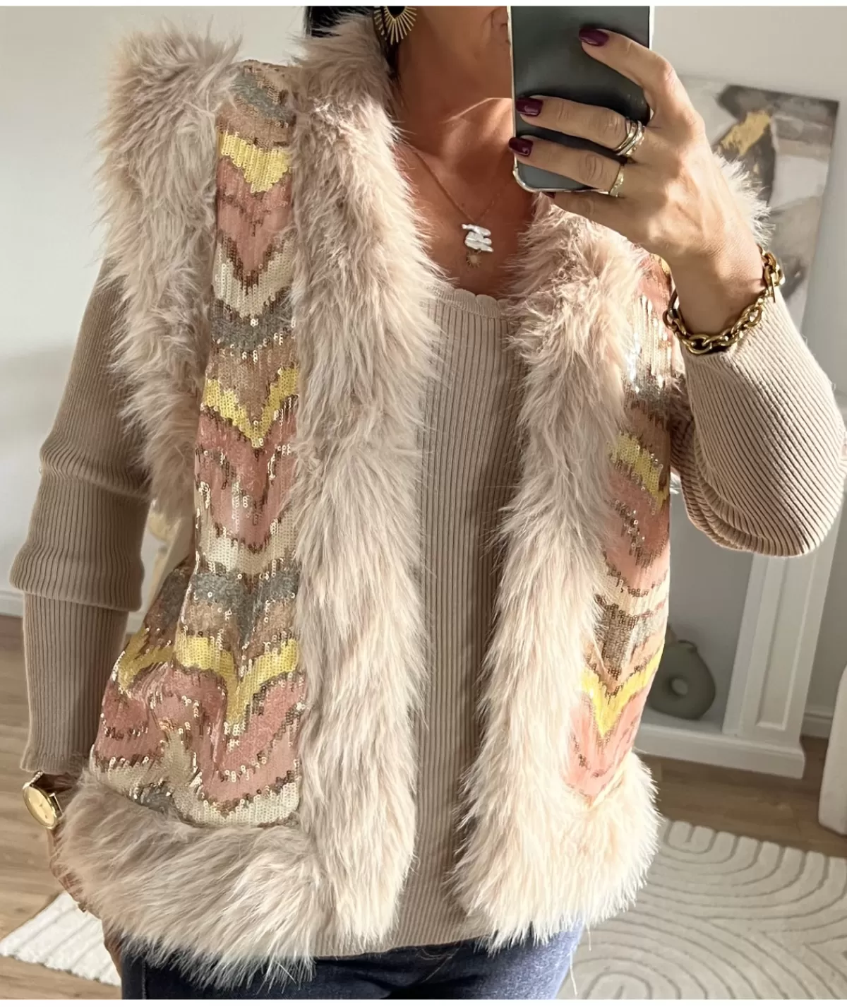 La boutique de Lilie Pulls / Gilets>GILET VICTOR Beige